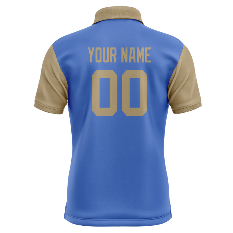 Custom Sky Blue Light Khaki Short-Sleeve Polo Shirt PO092525B125