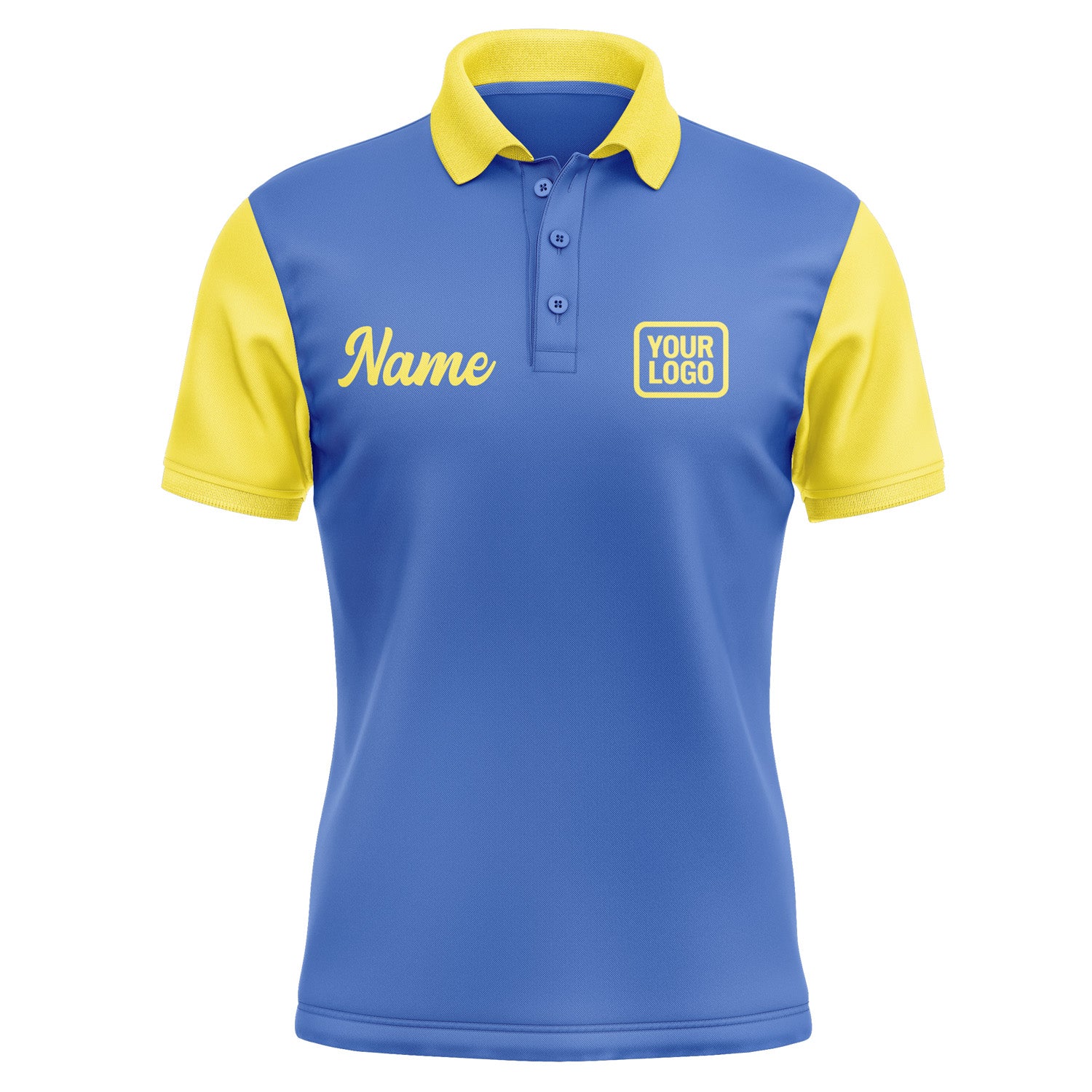 Custom Sky Blue Light Yellow Short-Sleeve Polo Shirt PO092626B126