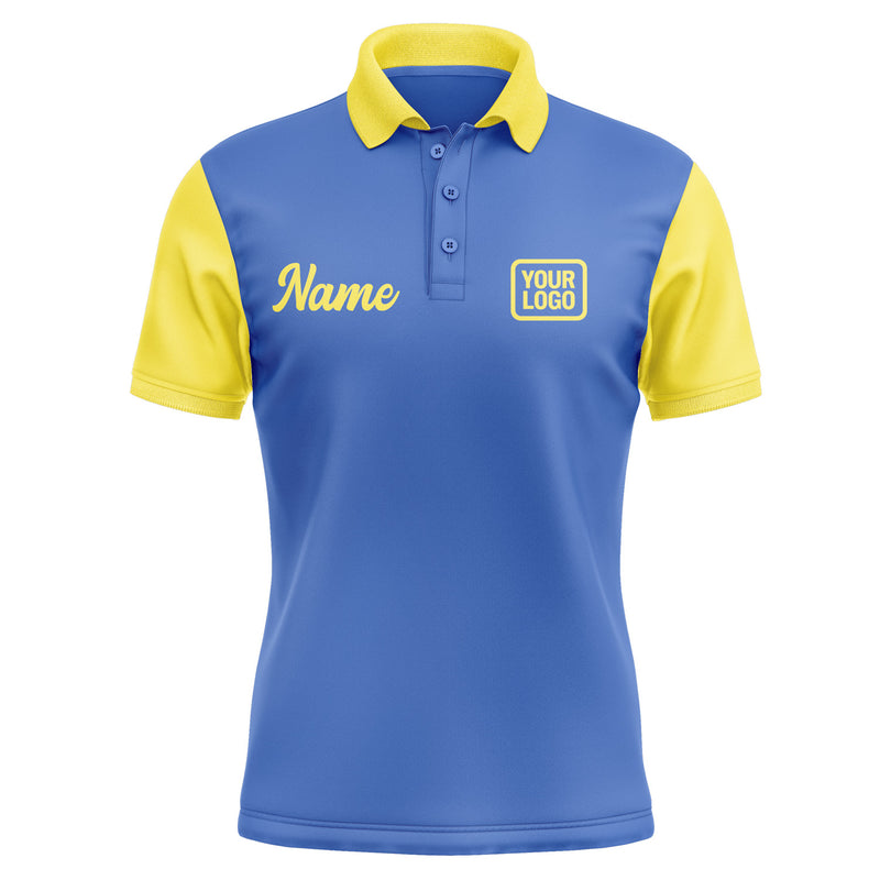 Custom Sky Blue Light Yellow Short-Sleeve Polo Shirt PO092626B126
