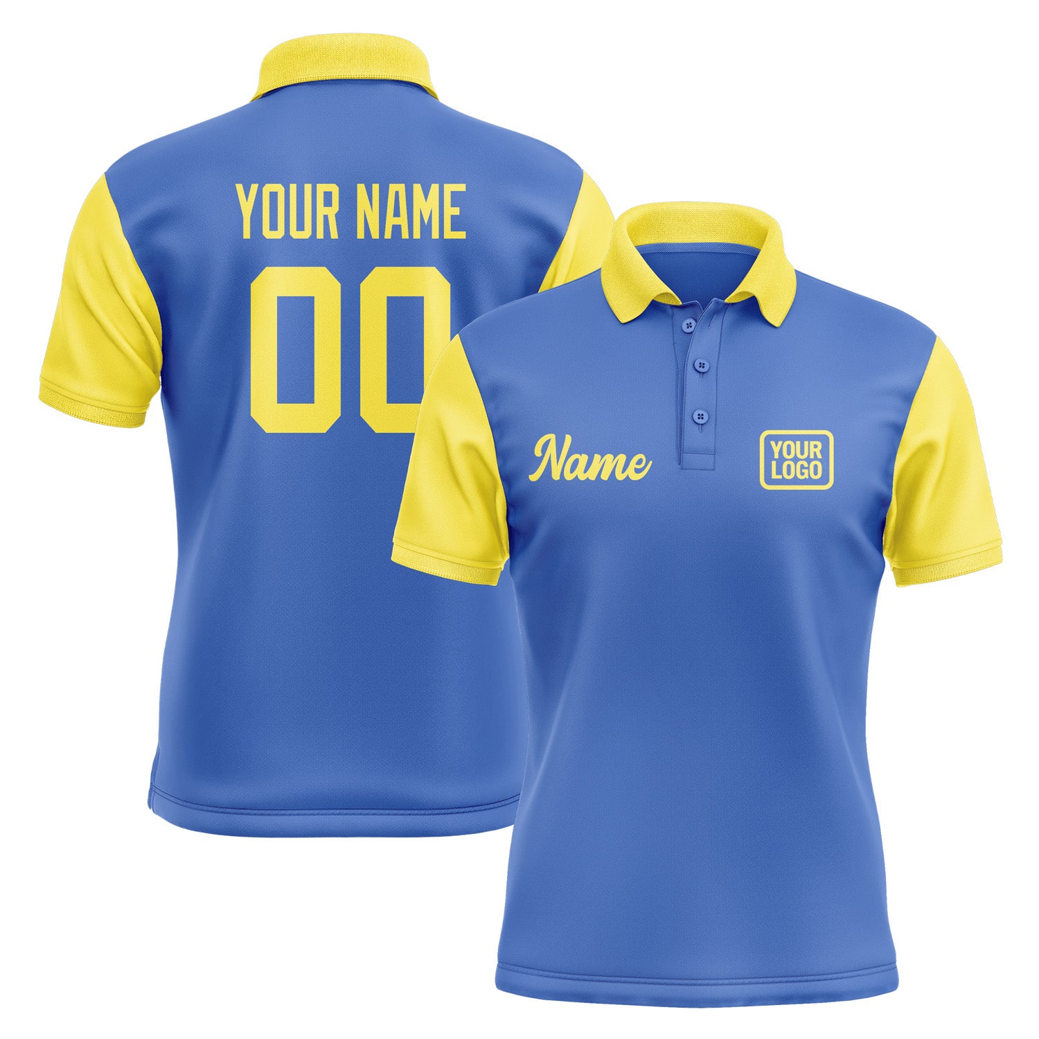 Custom Sky Blue Light Yellow Short-Sleeve Polo Shirt PO092626B126