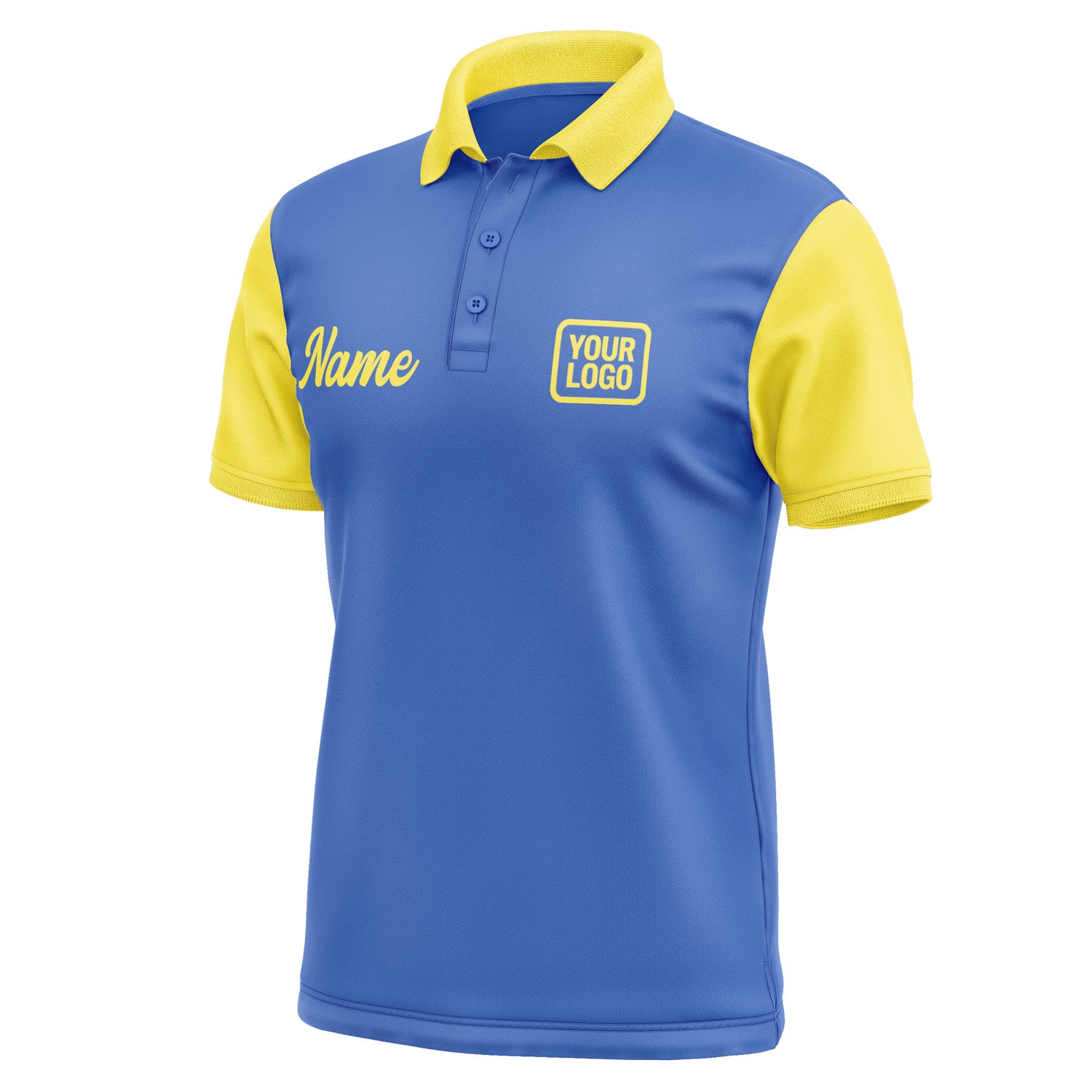 Custom Sky Blue Light Yellow Short-Sleeve Polo Shirt PO092626B126
