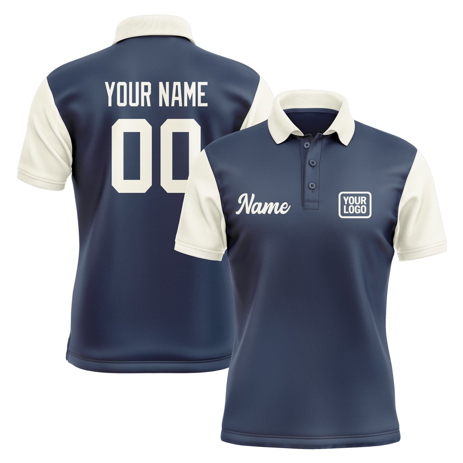 Custom Blue Cream Short-Sleeve Polo Shirt PO100303B103