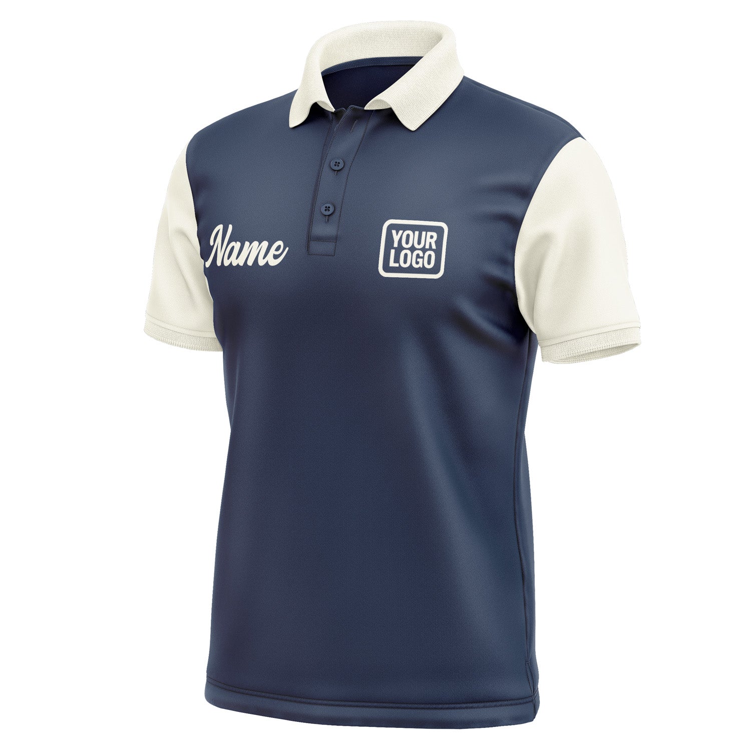 Custom Blue Cream Short-Sleeve Polo Shirt PO100303B103