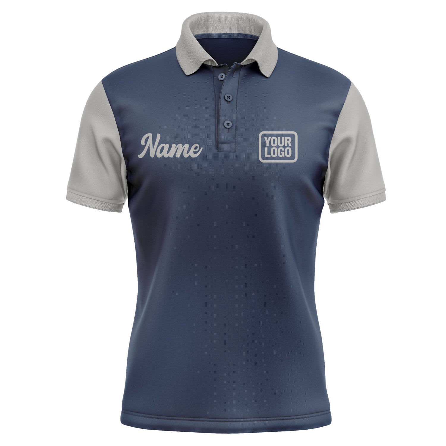 Custom Blue Gray Short-Sleeve Polo Shirt PO100404B104
