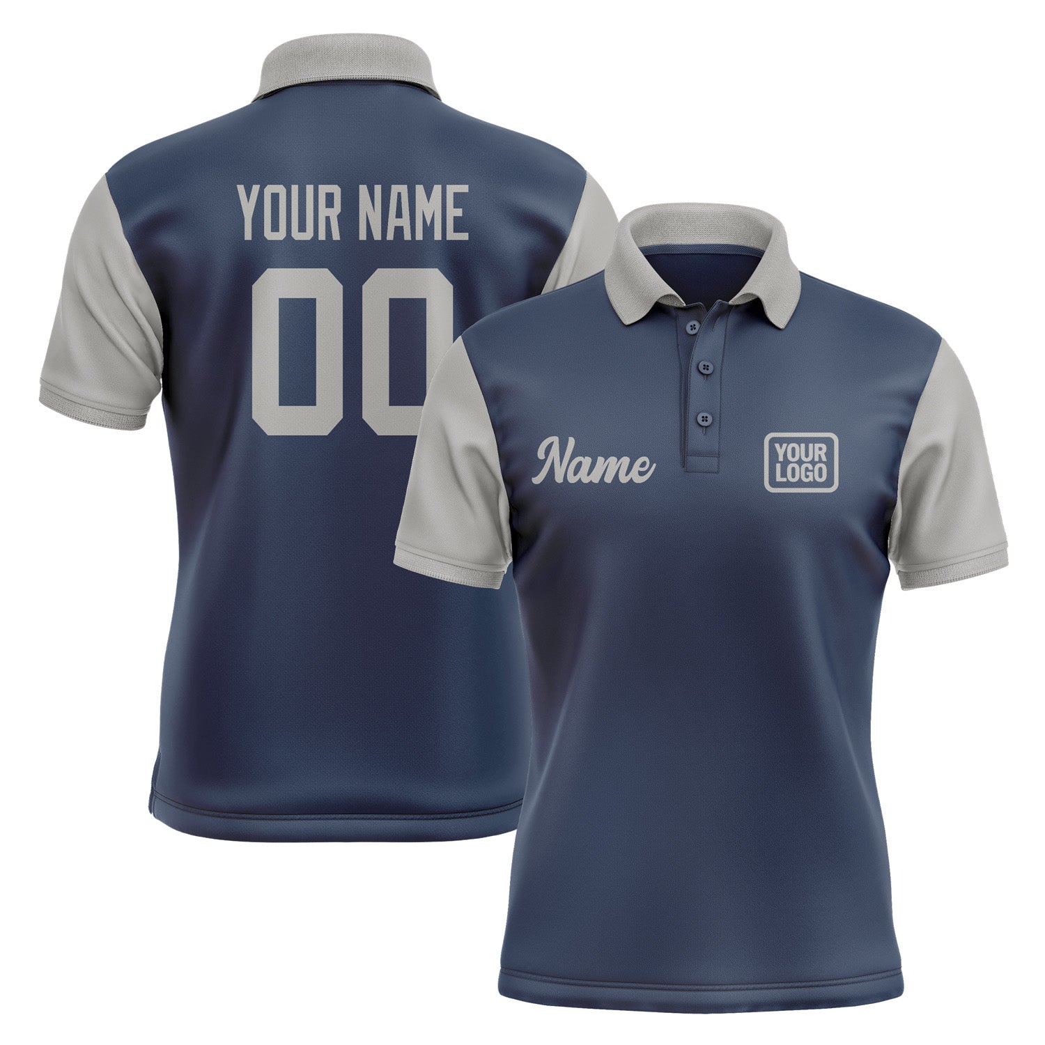 Custom Blue Gray Short-Sleeve Polo Shirt PO100404B104