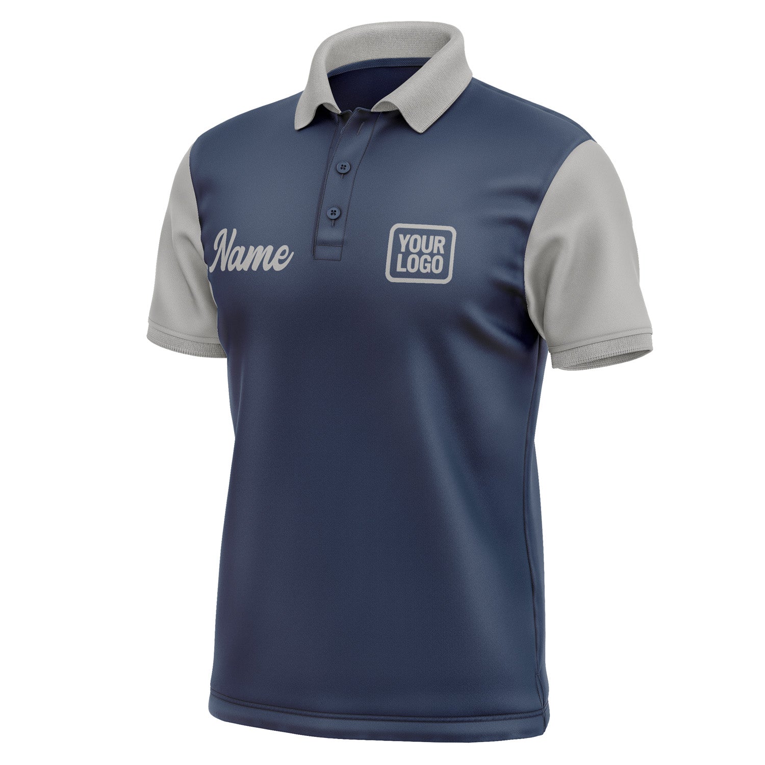 Custom Blue Gray Short-Sleeve Polo Shirt PO100404B104