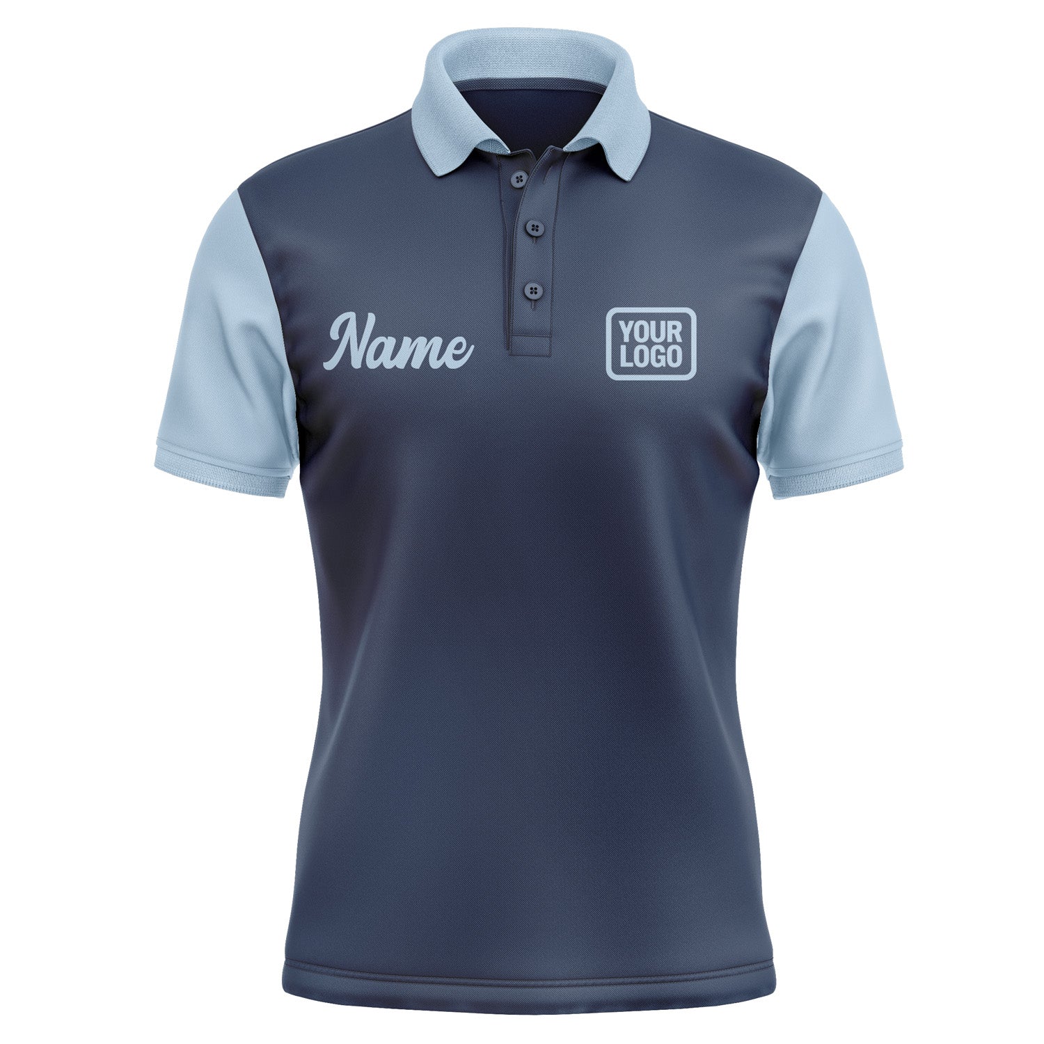 Custom Blue Light Blue Short-Sleeve Polo Shirt PO100808B108