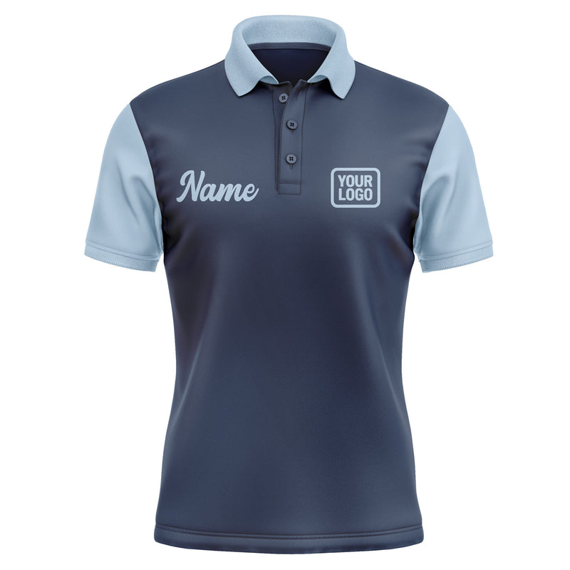 Custom Blue Light Blue Short-Sleeve Polo Shirt PO100808B108
