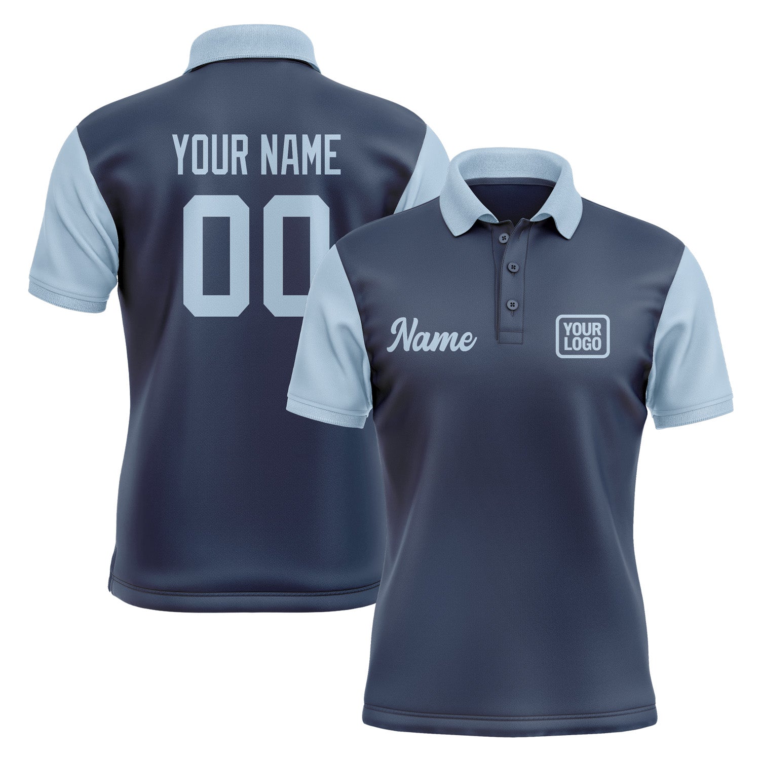 Custom Blue Light Blue Short-Sleeve Polo Shirt PO100808B108