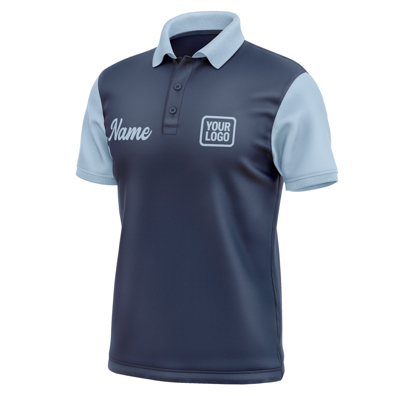 Custom Blue Light Blue Short-Sleeve Polo Shirt PO100808B108