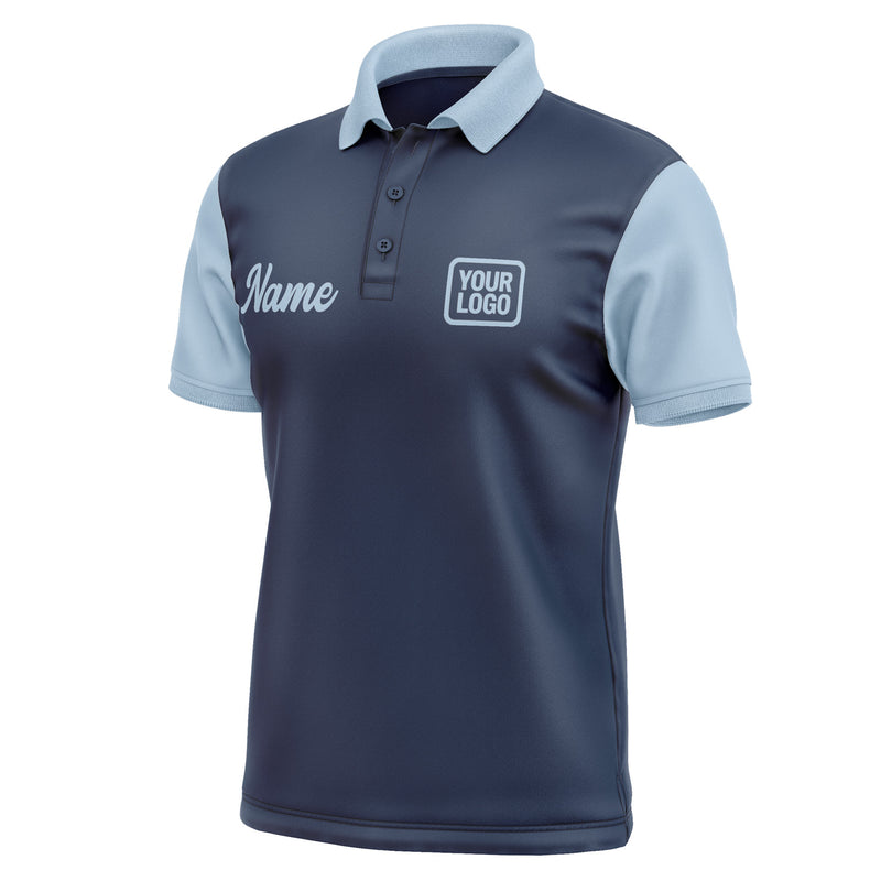 Custom Blue Light Blue Short-Sleeve Polo Shirt PO100808B108
