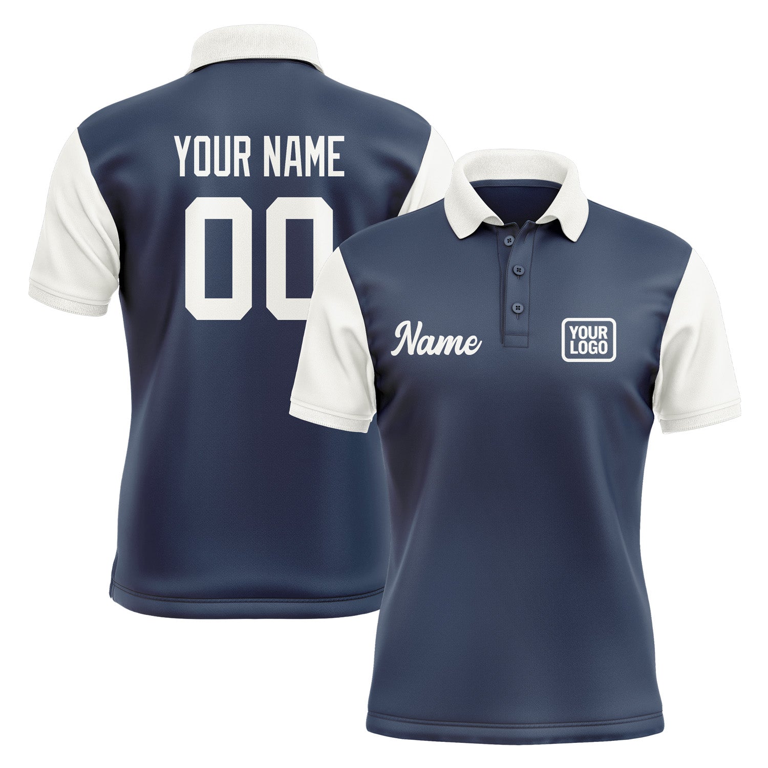 Custom Blue White Short-Sleeve Polo Shirt PO101818B118