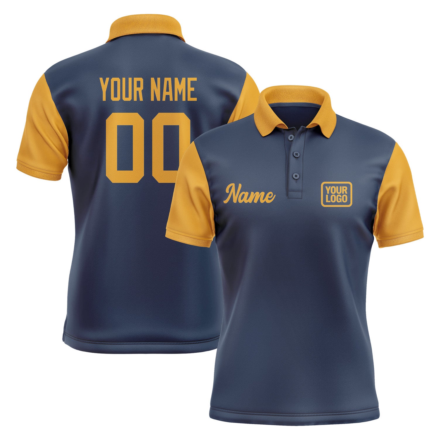 Custom Blue Yellow Short-Sleeve Polo Shirt PO101919B119