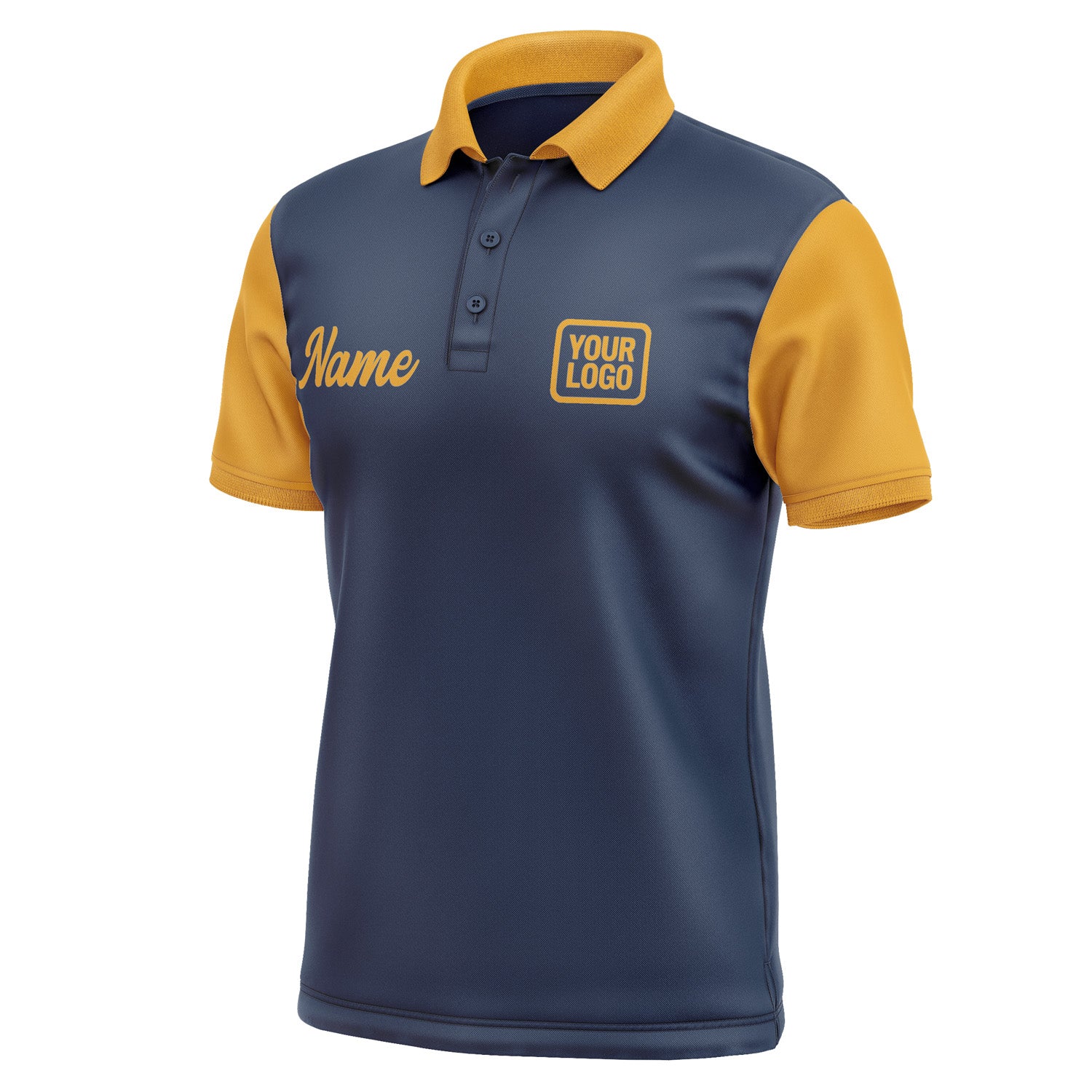 Custom Blue Yellow Short-Sleeve Polo Shirt PO101919B119