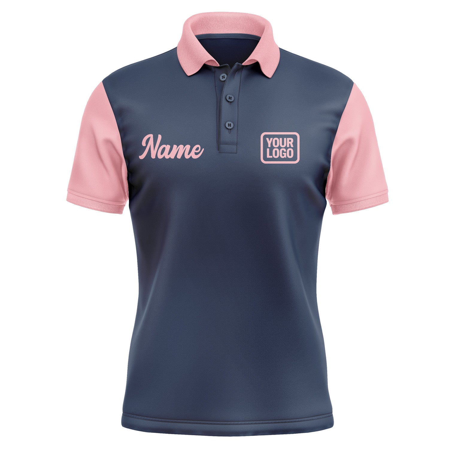 Custom Blue Light Pink Short-Sleeve Polo Shirt PO102121B121