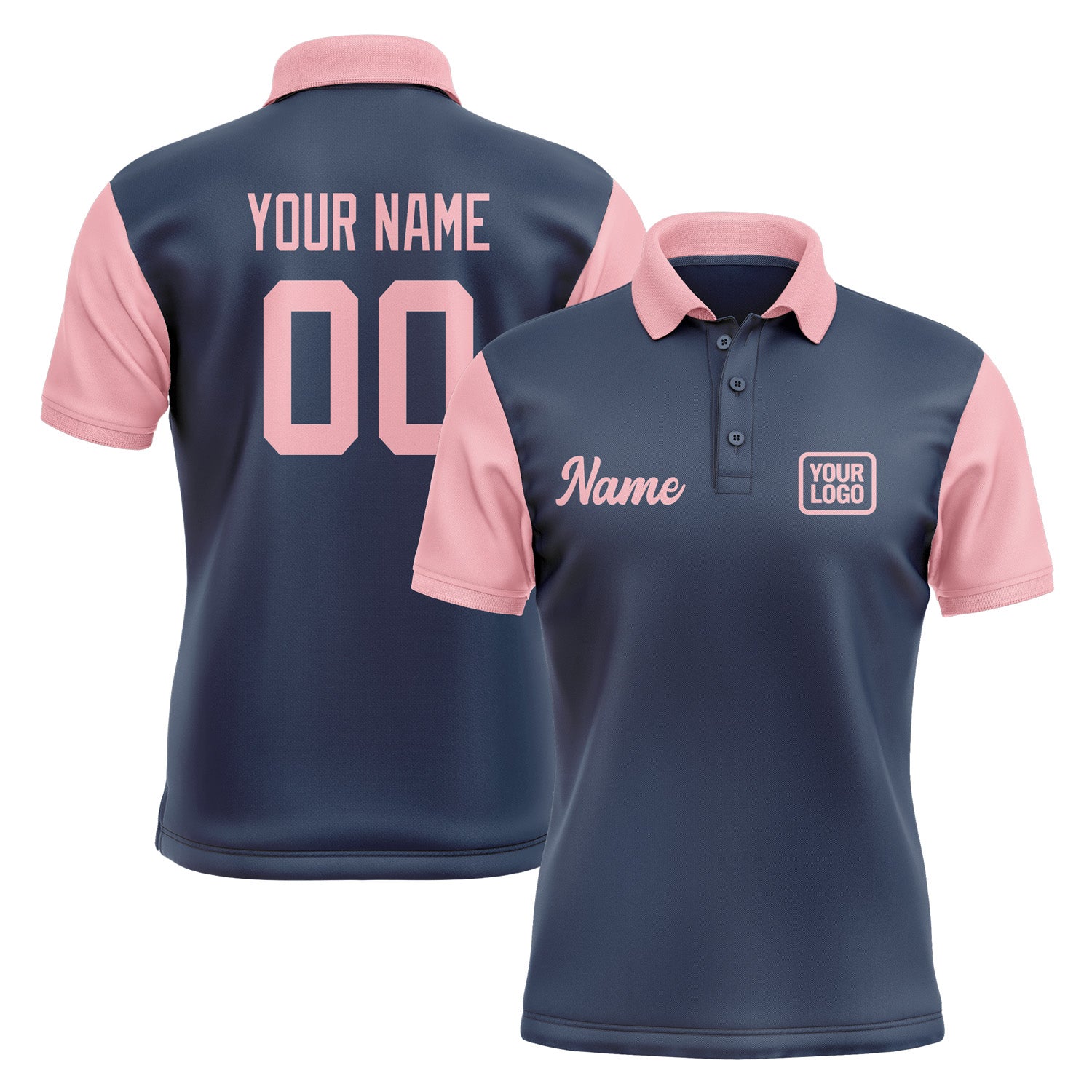 Custom Blue Light Pink Short-Sleeve Polo Shirt PO102121B121