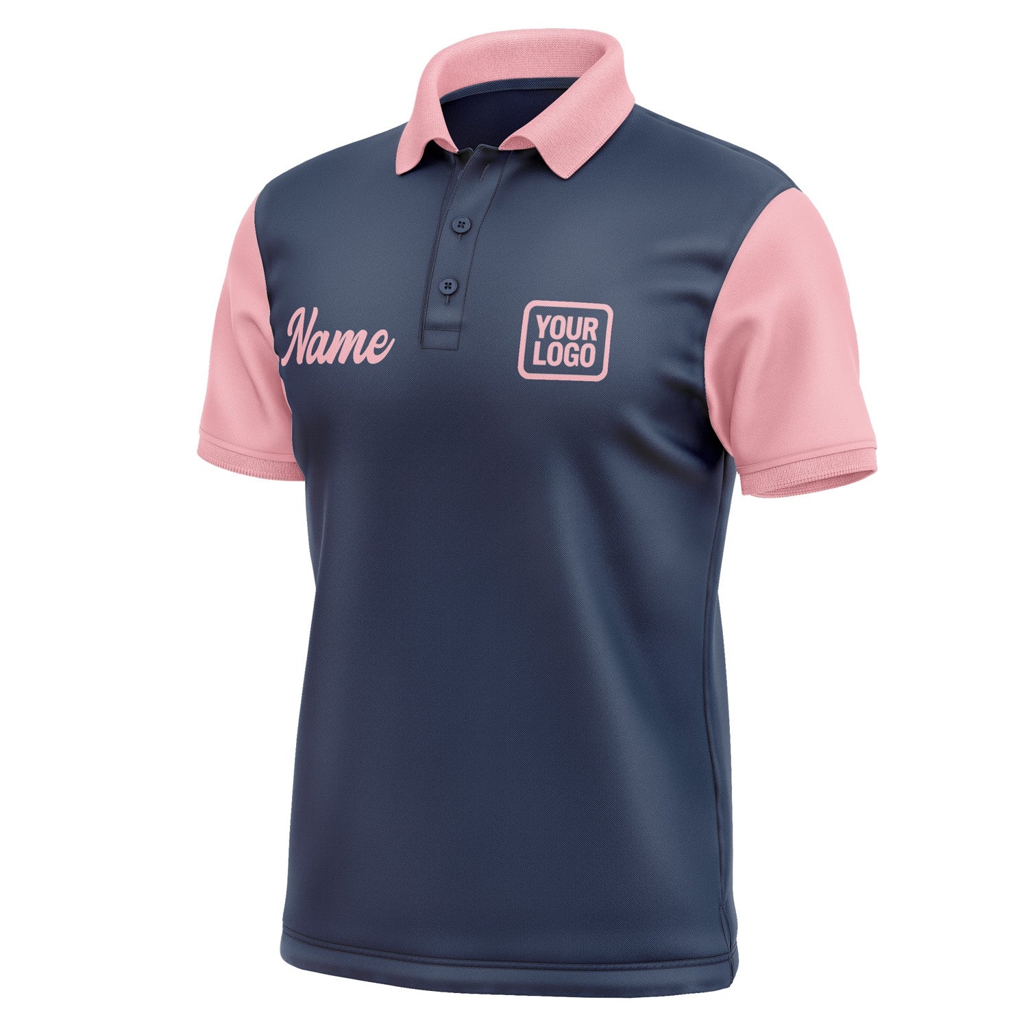 Custom Blue Light Pink Short-Sleeve Polo Shirt PO102121B121