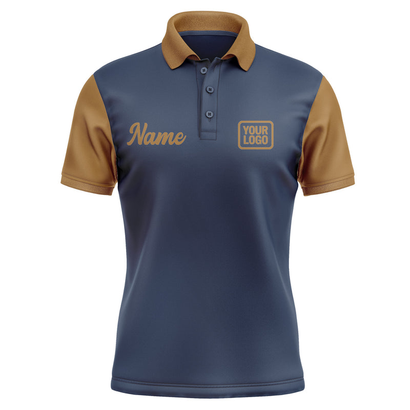 Custom Blue Khaki Short-Sleeve Polo Shirt PO102222B122