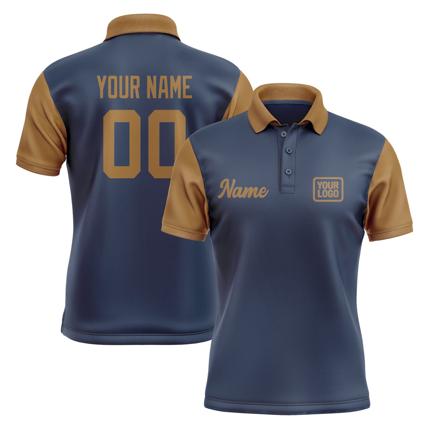 Custom Blue Khaki Short-Sleeve Polo Shirt PO102222B122
