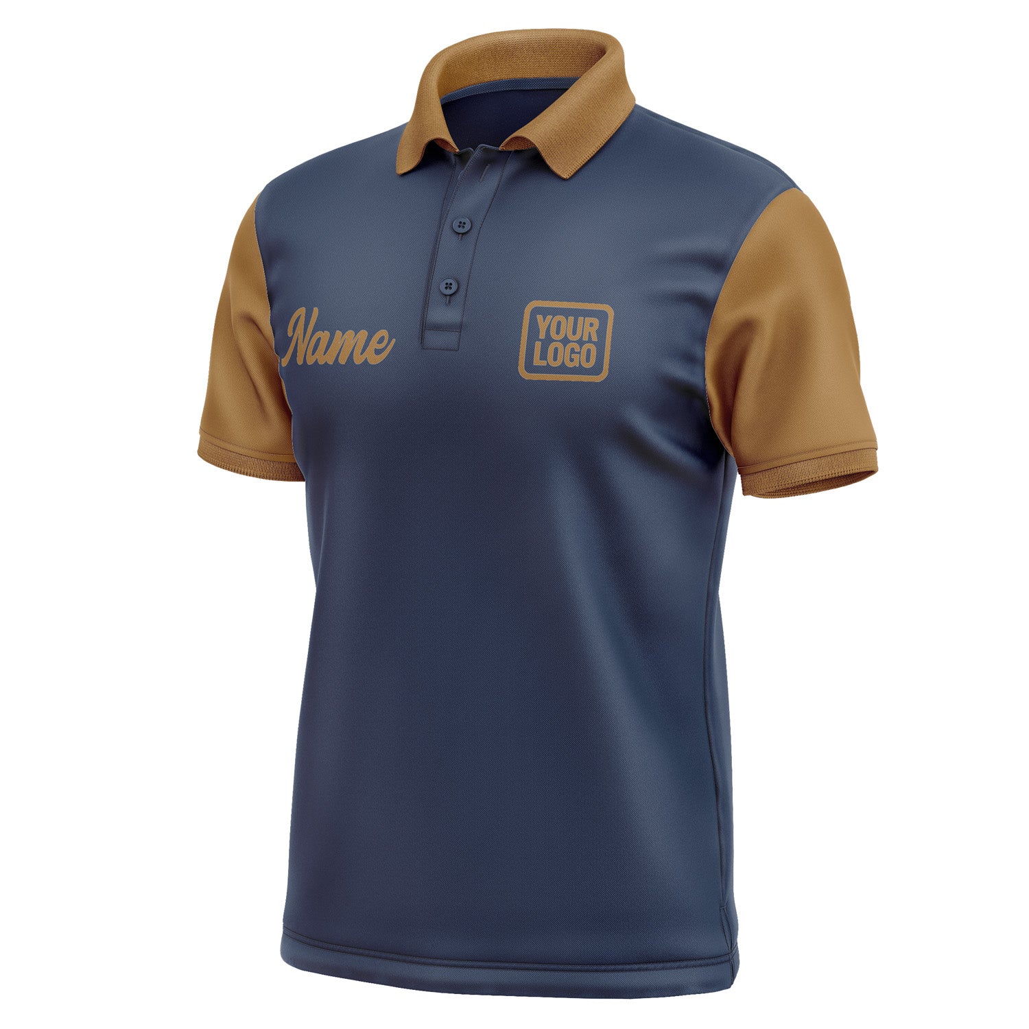 Custom Blue Khaki Short-Sleeve Polo Shirt PO102222B122