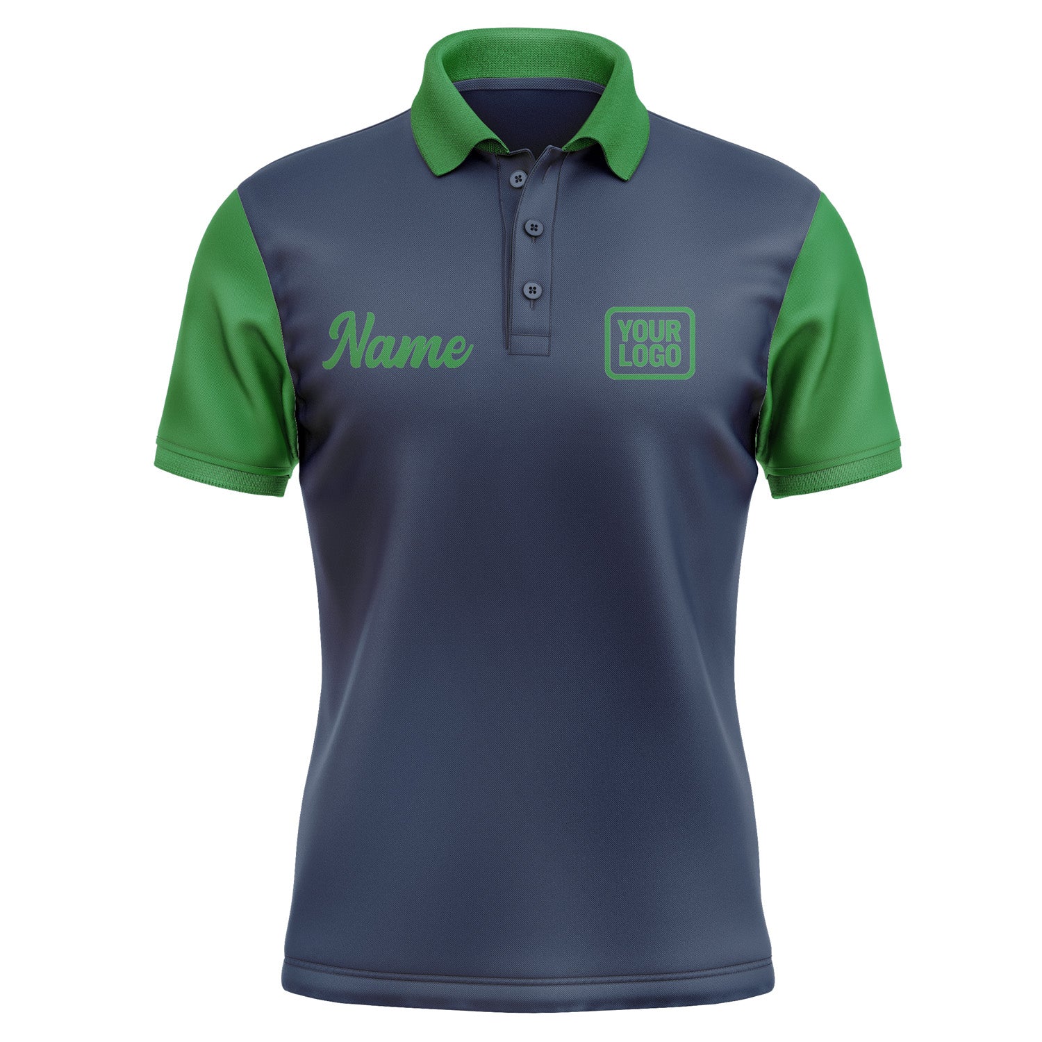 Custom Blue Emerald Green Short-Sleeve Polo Shirt PO102424B124