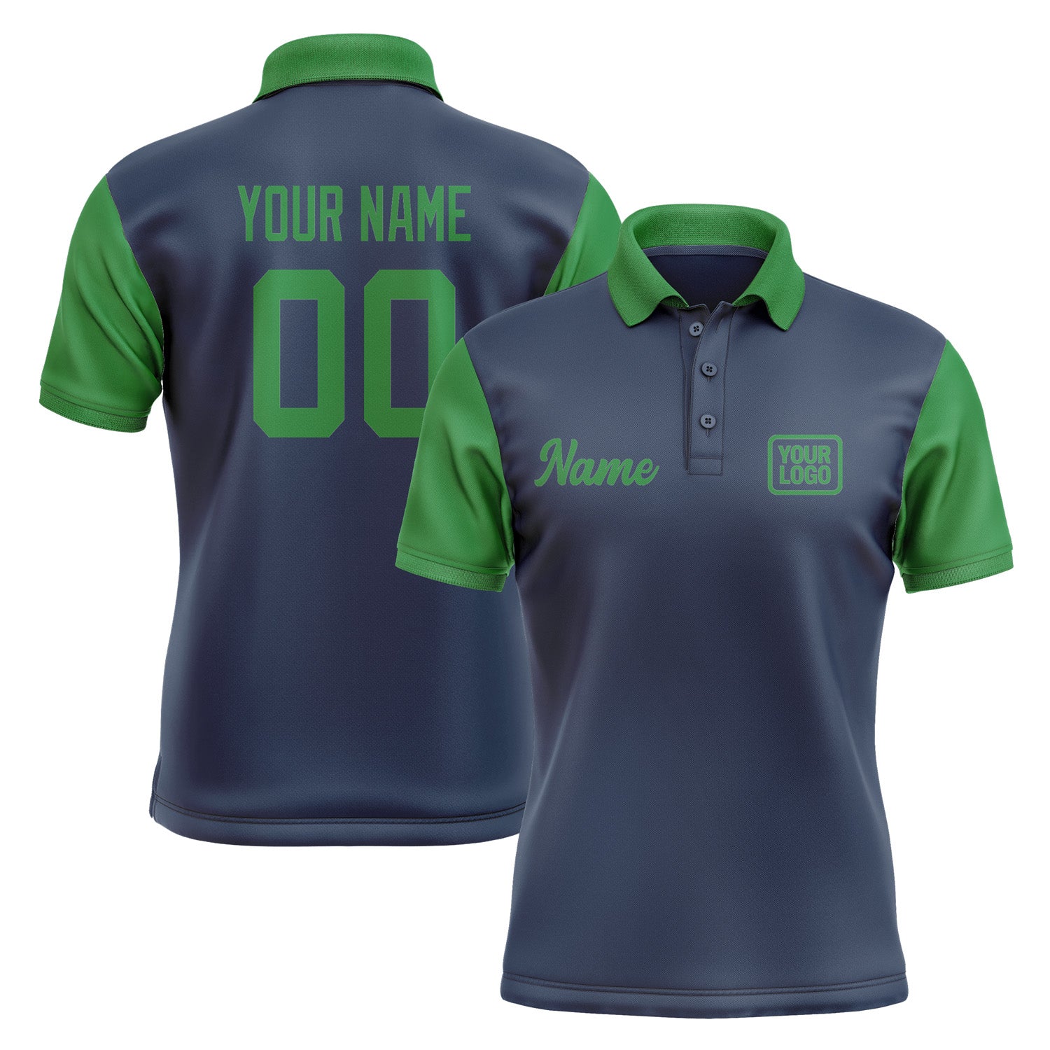 Custom Blue Emerald Green Short-Sleeve Polo Shirt PO102424B124