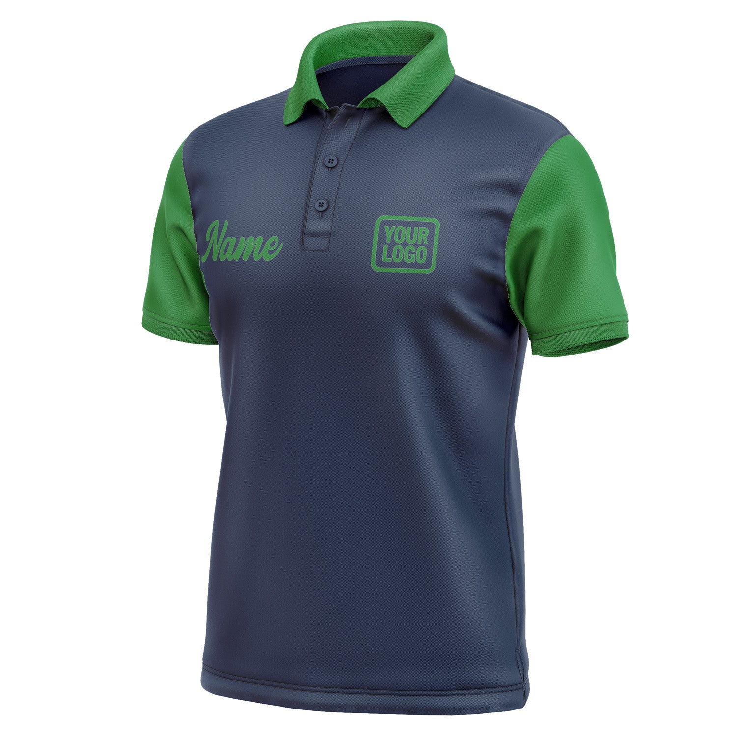 Custom Blue Emerald Green Short-Sleeve Polo Shirt PO102424B124