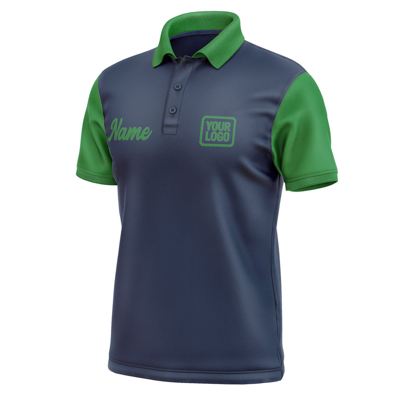 Custom Blue Emerald Green Short-Sleeve Polo Shirt PO102424B124