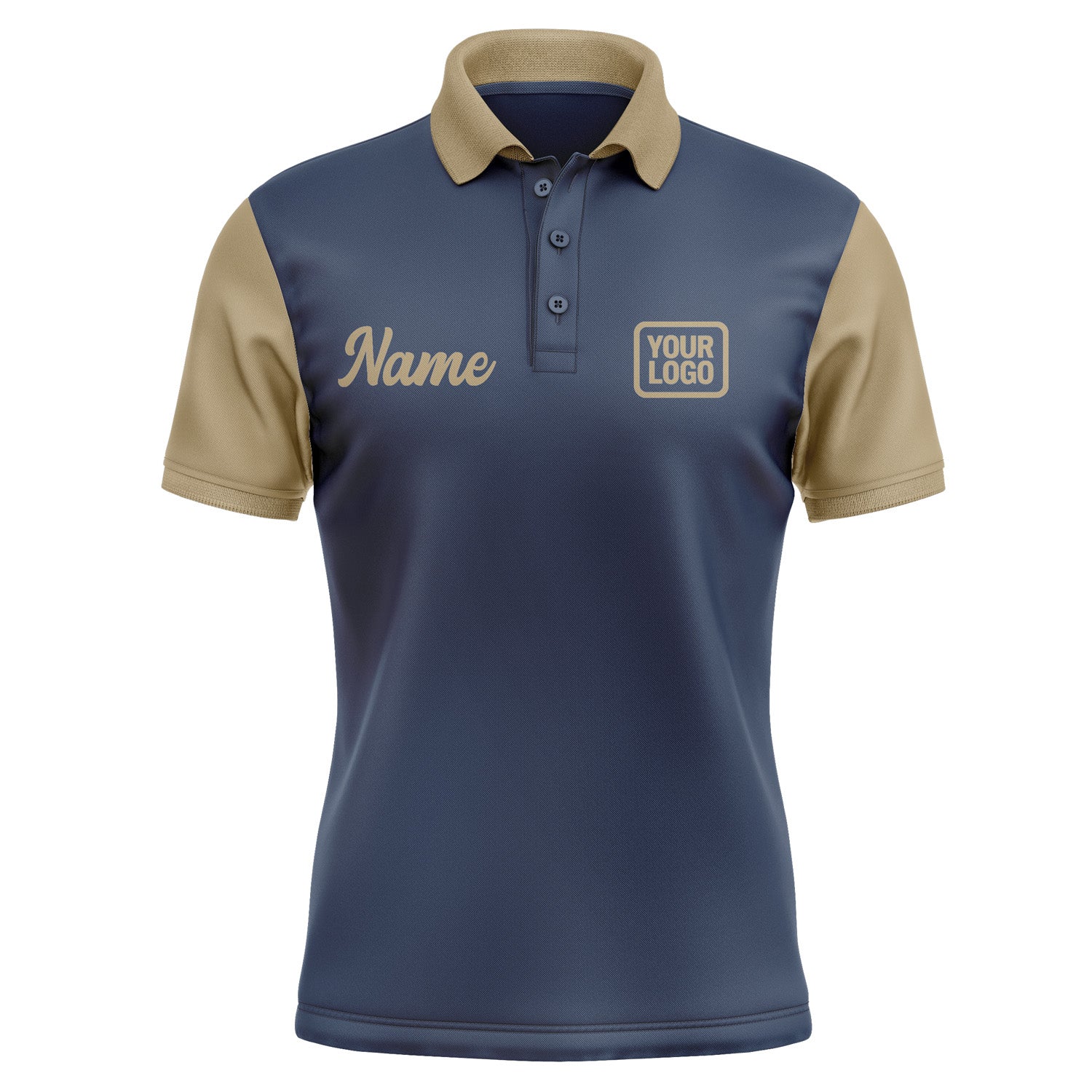 Custom Blue Light Khaki Short-Sleeve Polo Shirt PO102525B125