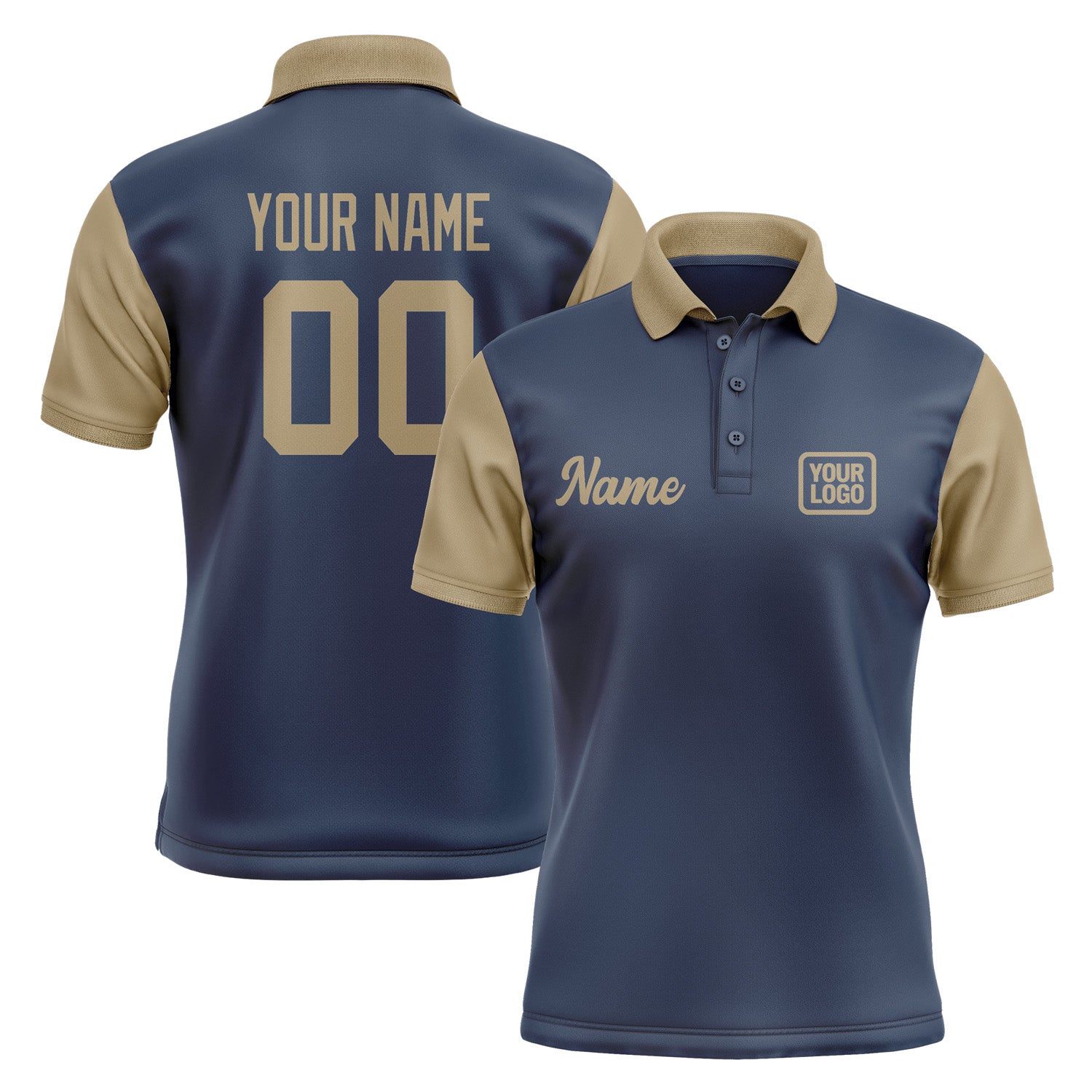 Custom Blue Light Khaki Short-Sleeve Polo Shirt PO102525B125