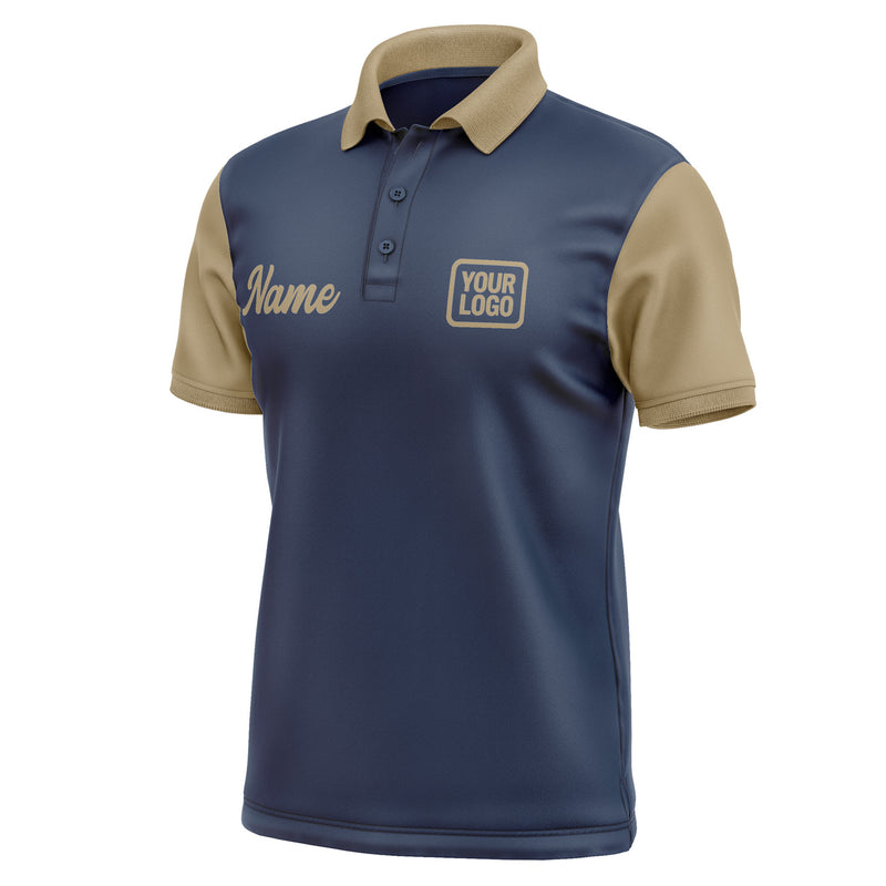 Custom Blue Light Khaki Short-Sleeve Polo Shirt PO102525B125