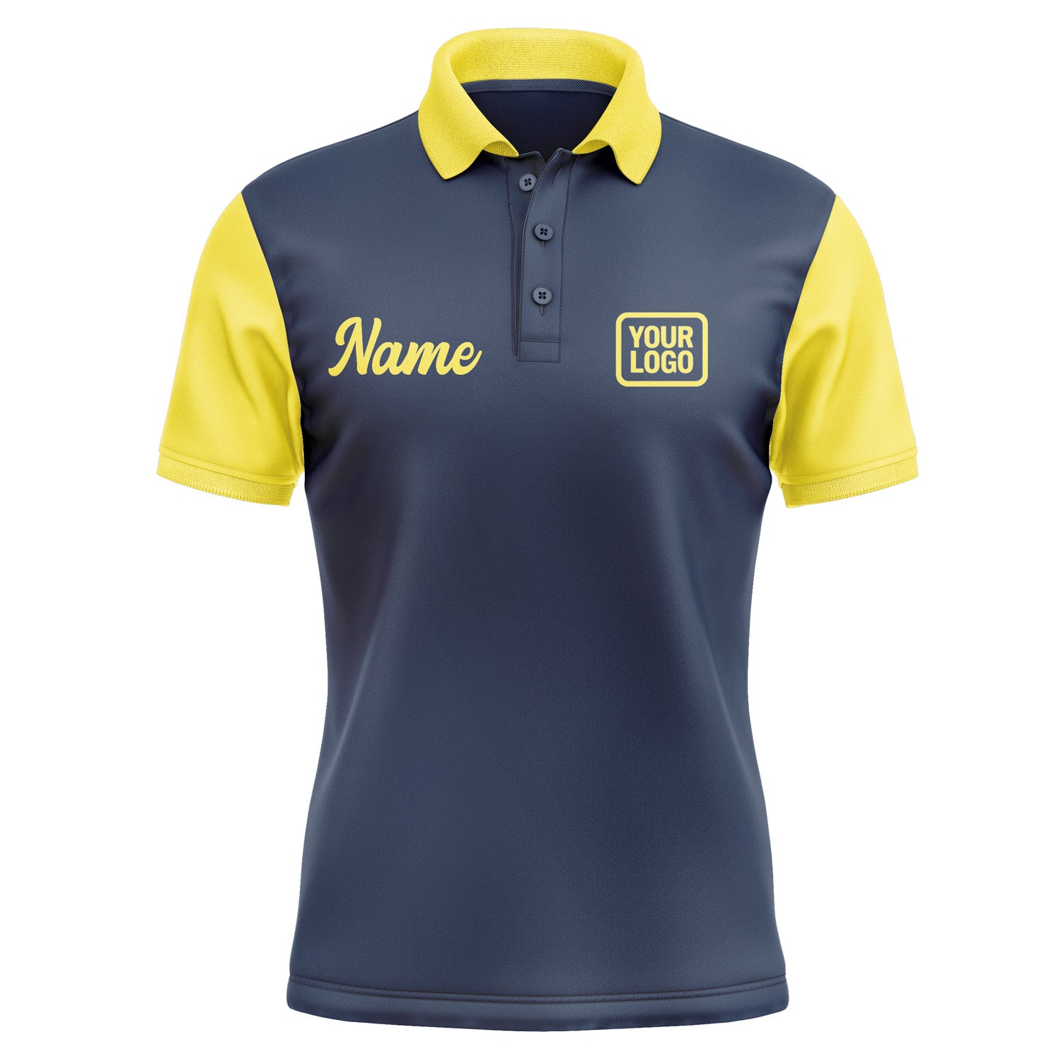 Custom Blue Light Yellow Short-Sleeve Polo Shirt PO102626B126