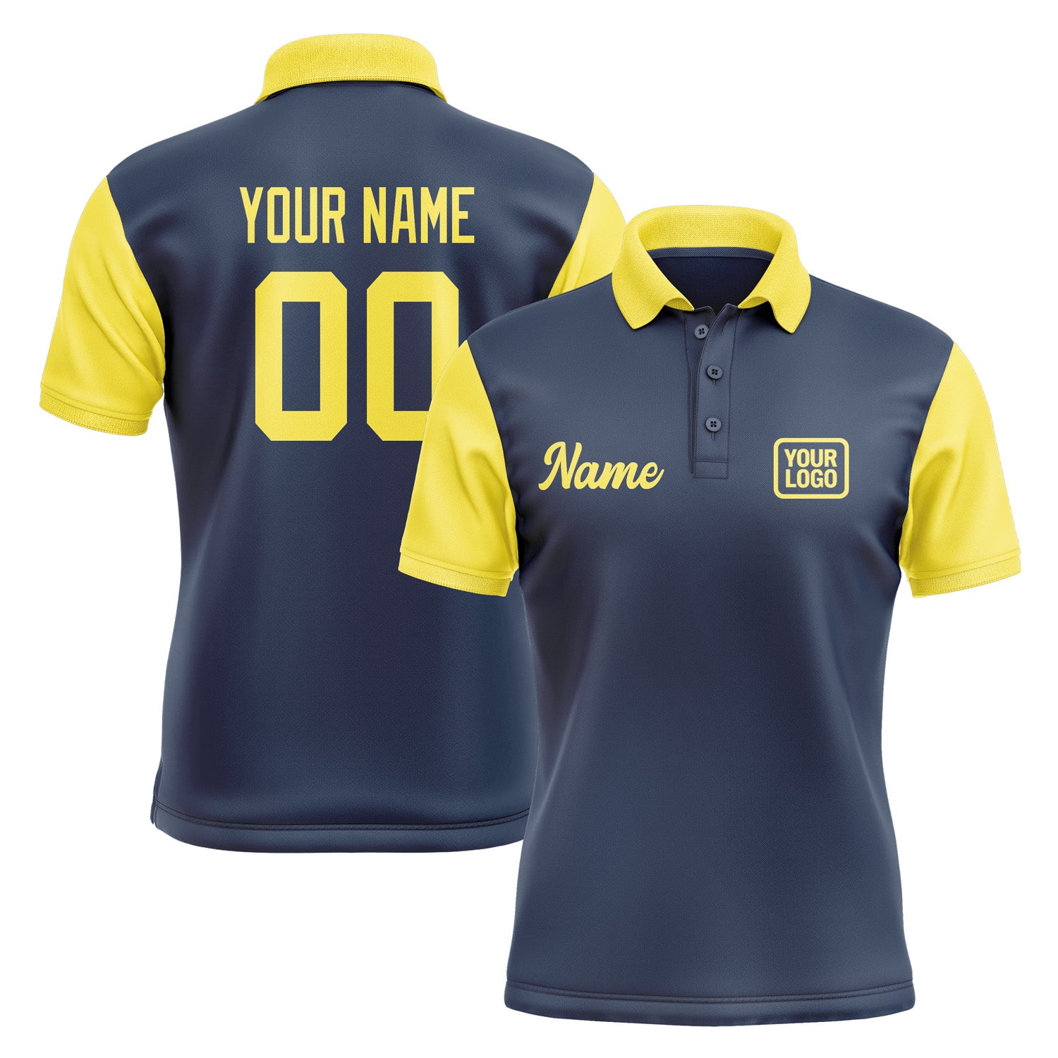 Custom Blue Light Yellow Short-Sleeve Polo Shirt PO102626B126