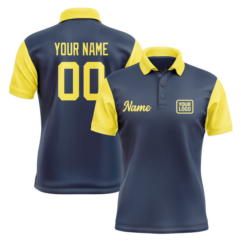 Custom Blue Light Yellow Short-Sleeve Polo Shirt PO102626B126