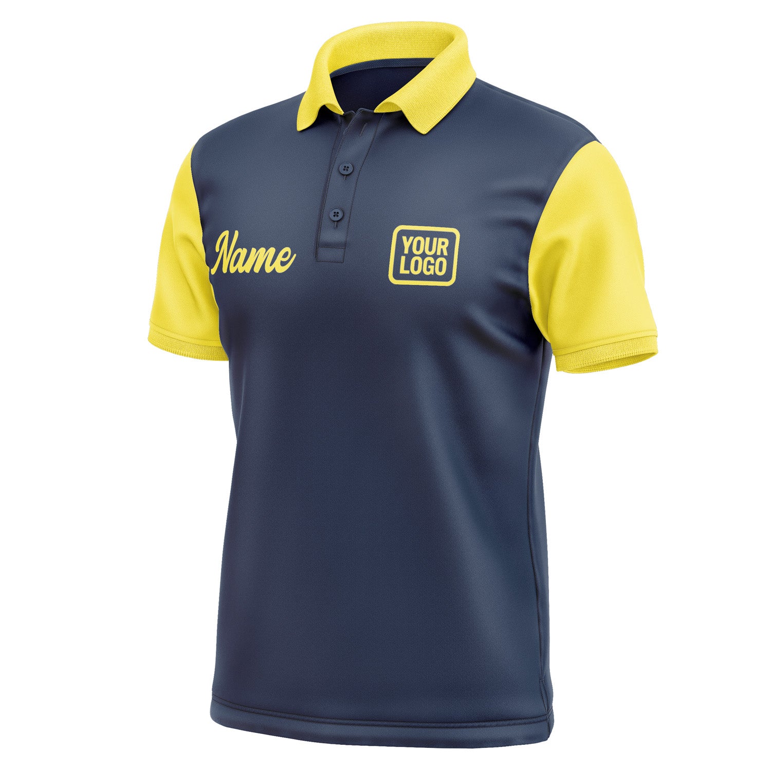Custom Blue Light Yellow Short-Sleeve Polo Shirt PO102626B126