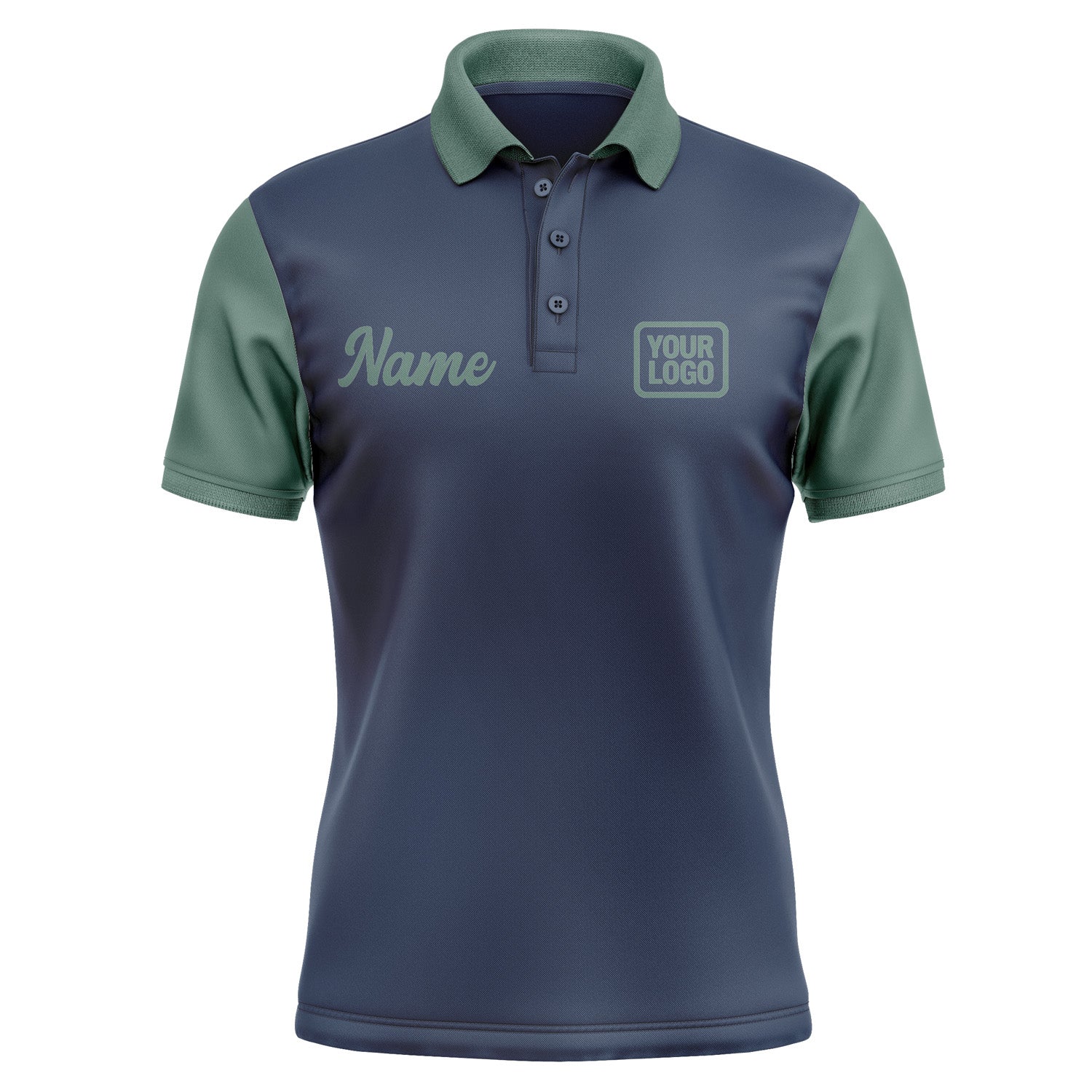 Custom Blue Blue Green Short-Sleeve Polo Shirt PO102727B127