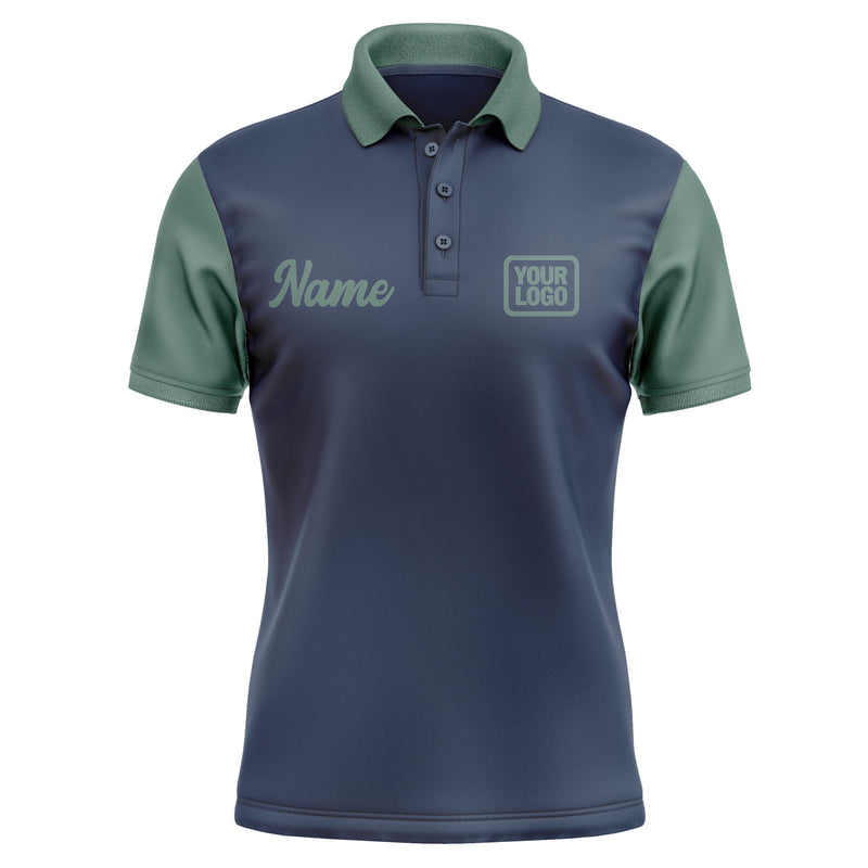 Custom Blue Blue Green Short-Sleeve Polo Shirt PO102727B127