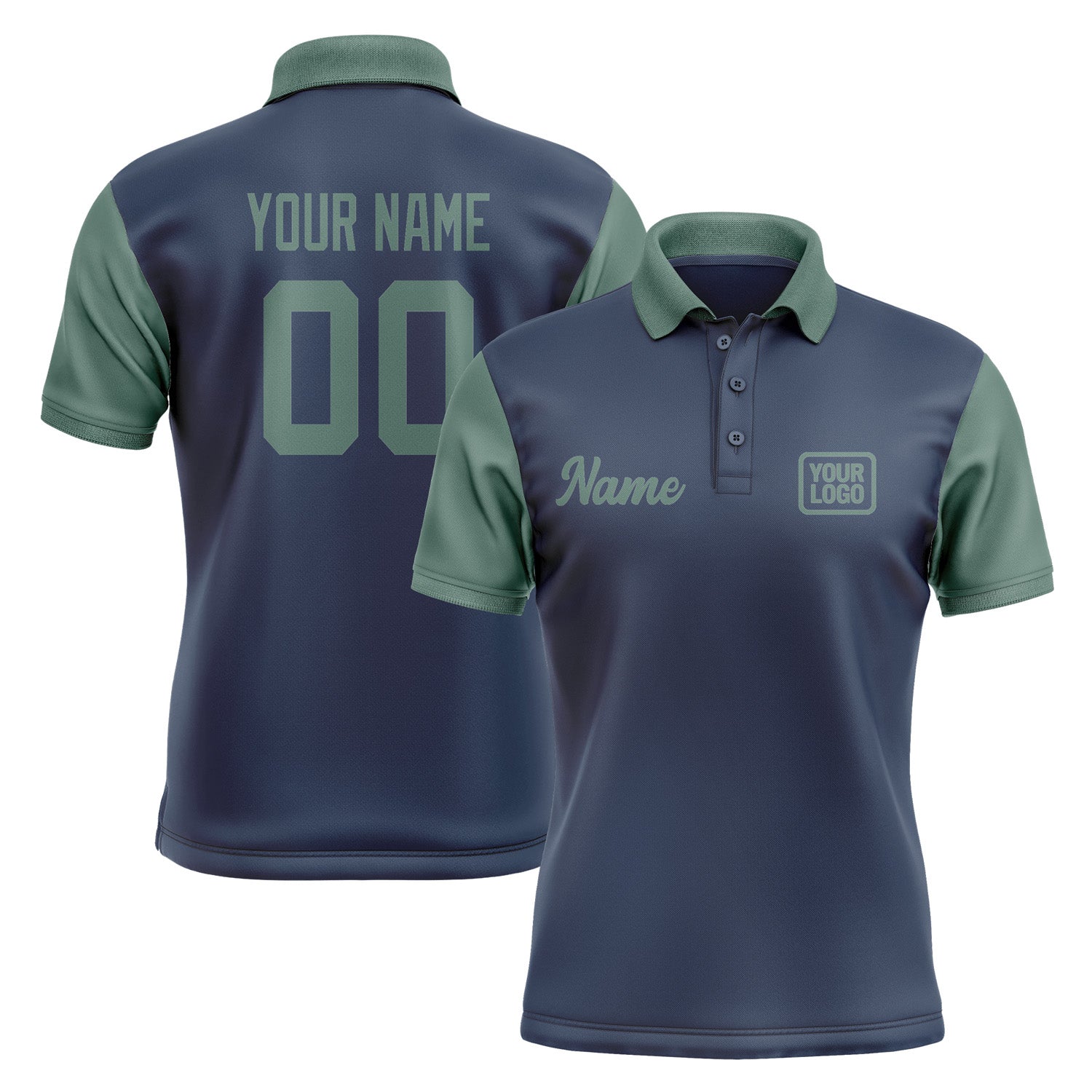 Custom Blue Blue Green Short-Sleeve Polo Shirt PO102727B127