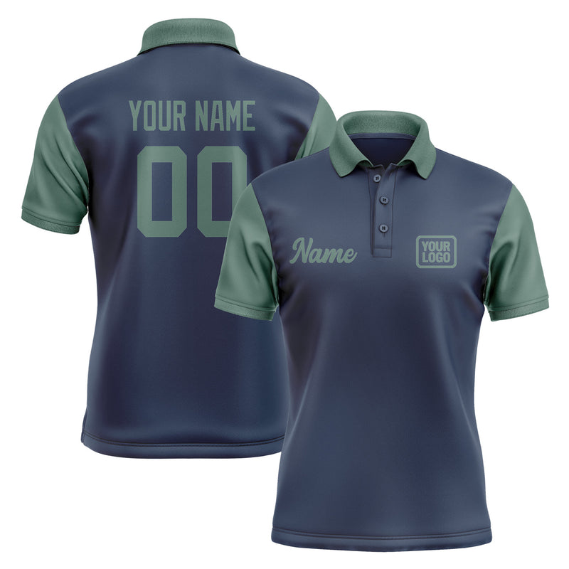 Custom Blue Blue Green Short-Sleeve Polo Shirt PO102727B127