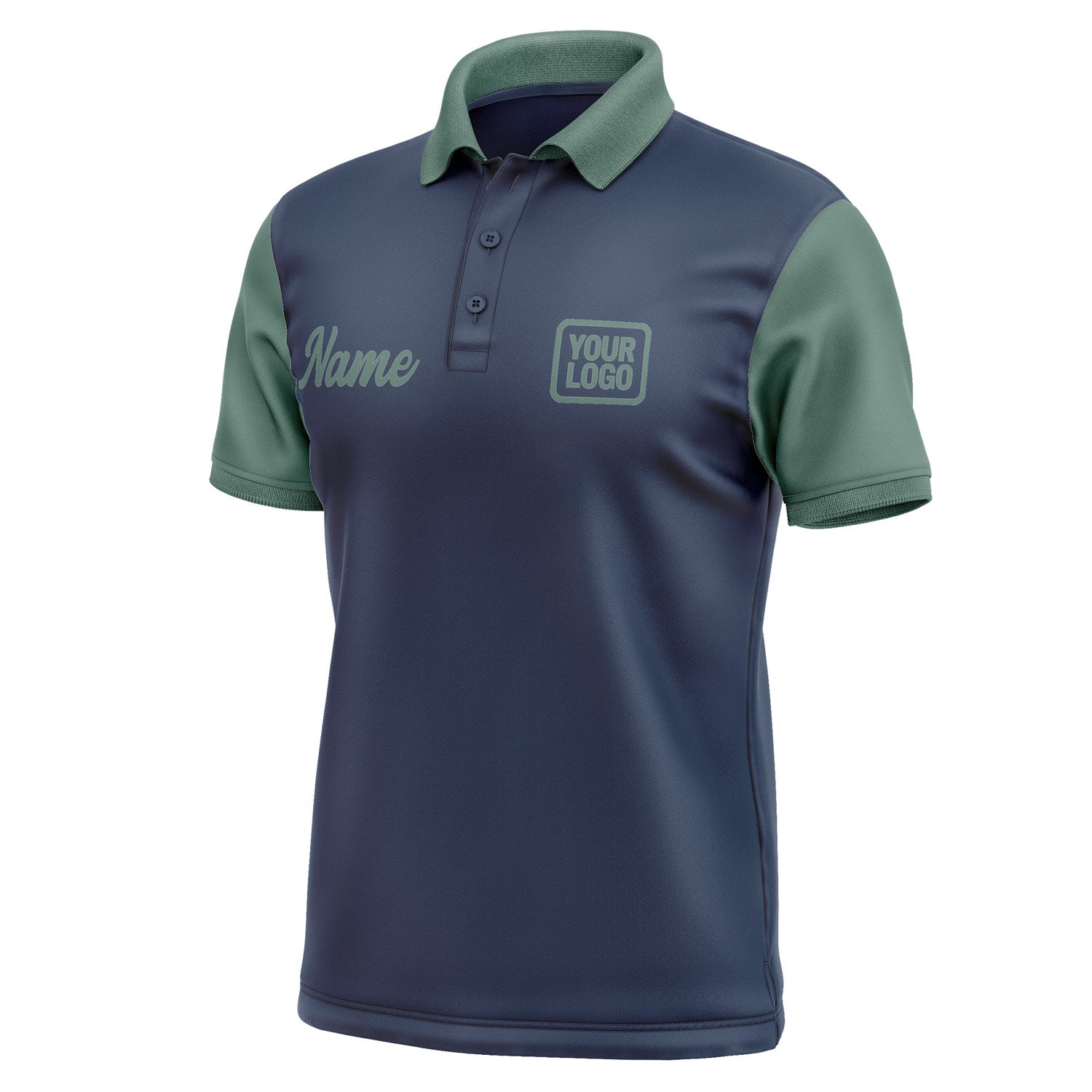 Custom Blue Blue Green Short-Sleeve Polo Shirt PO102727B127