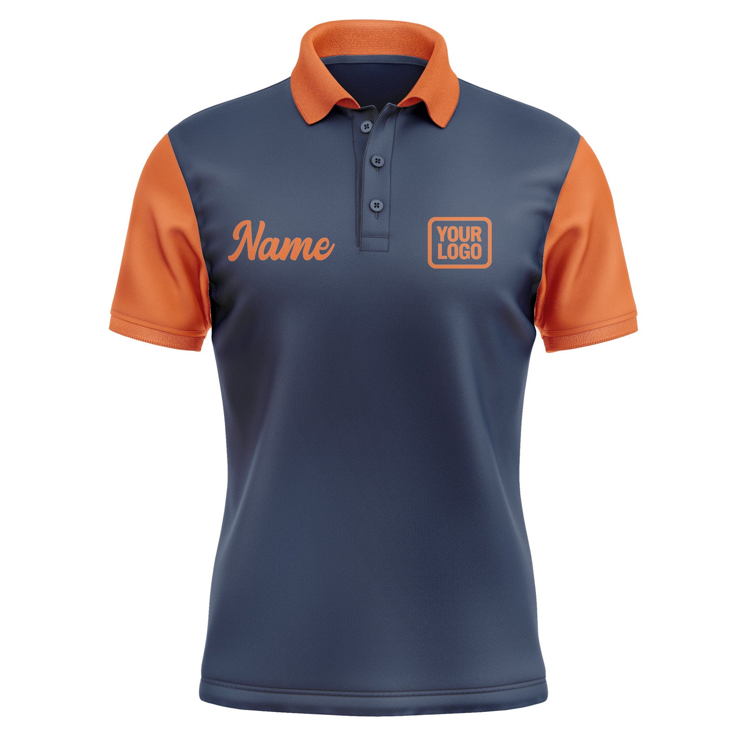 Custom Blue Orange Short-Sleeve Polo Shirt PO102828B128