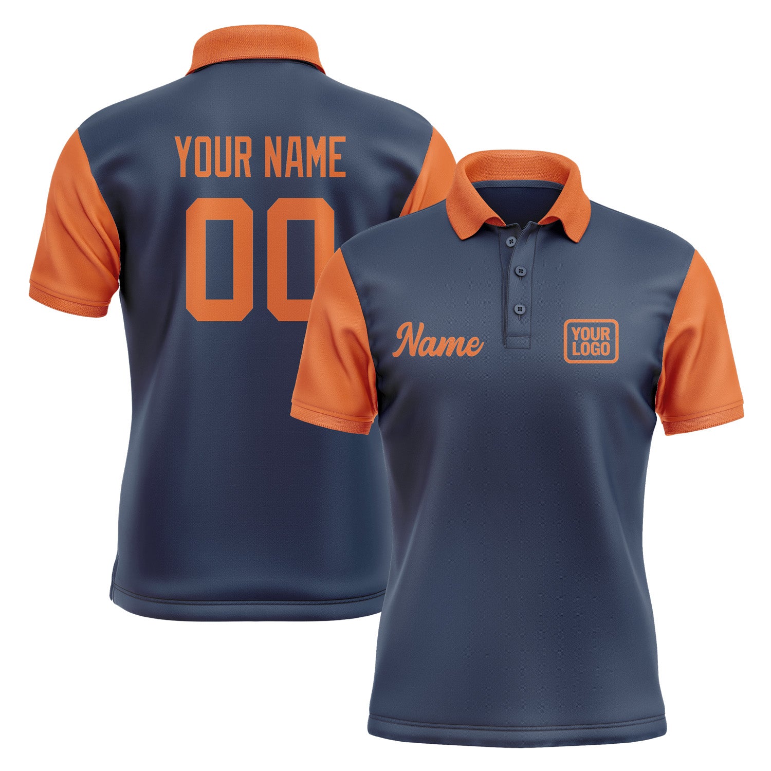 Custom Blue Orange Short-Sleeve Polo Shirt PO102828B128