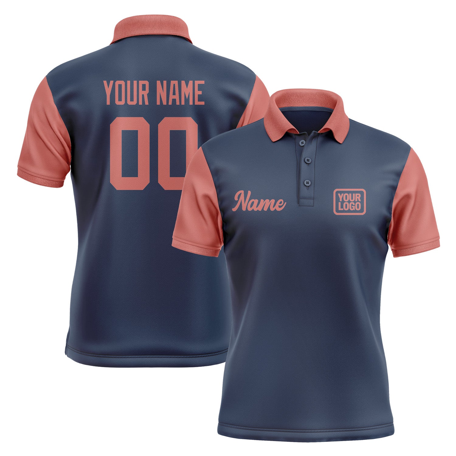 Custom Blue Copper Rose Short-Sleeve Polo Shirt PO102929B129
