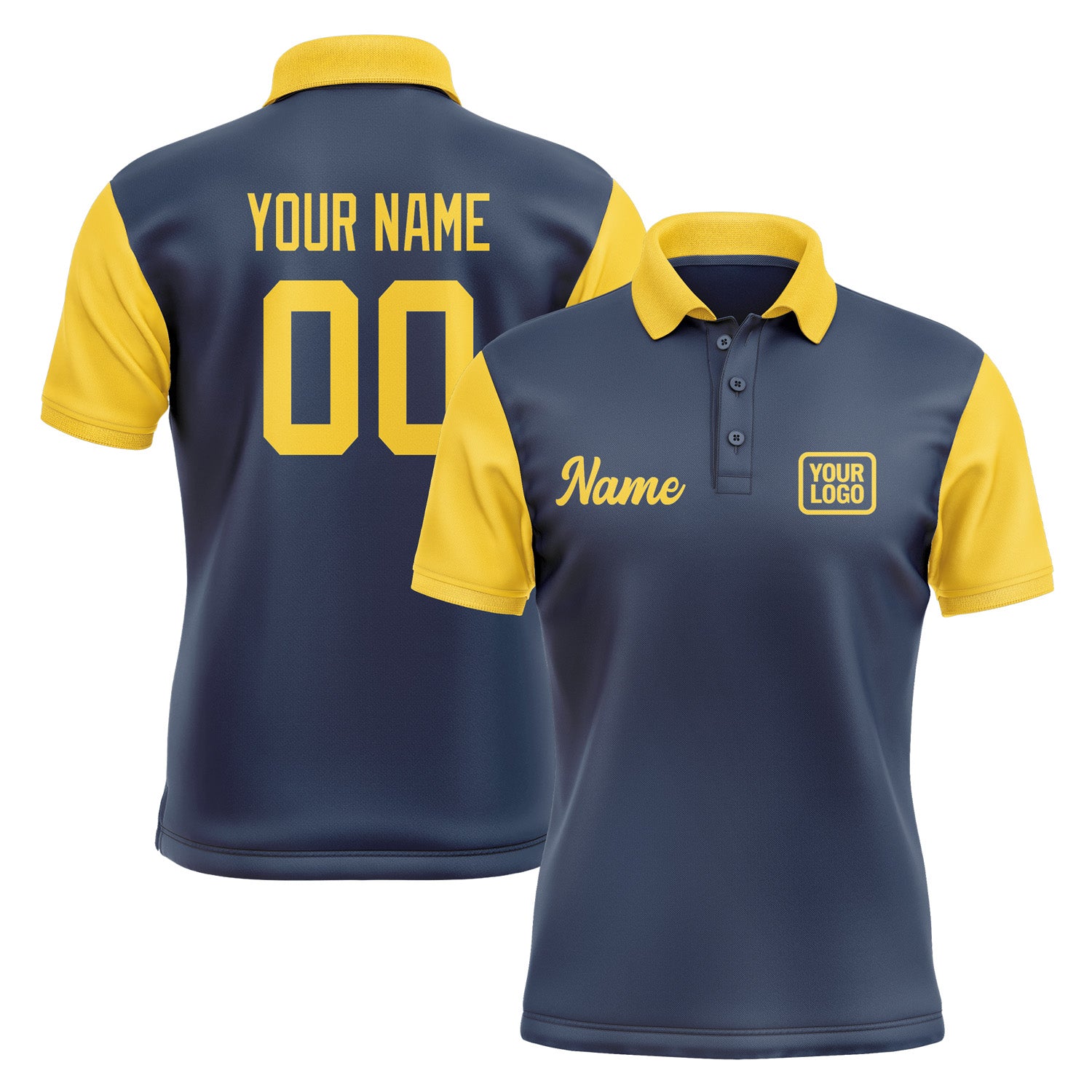 Custom Blue Gold Short-Sleeve Polo Shirt PO103030B130