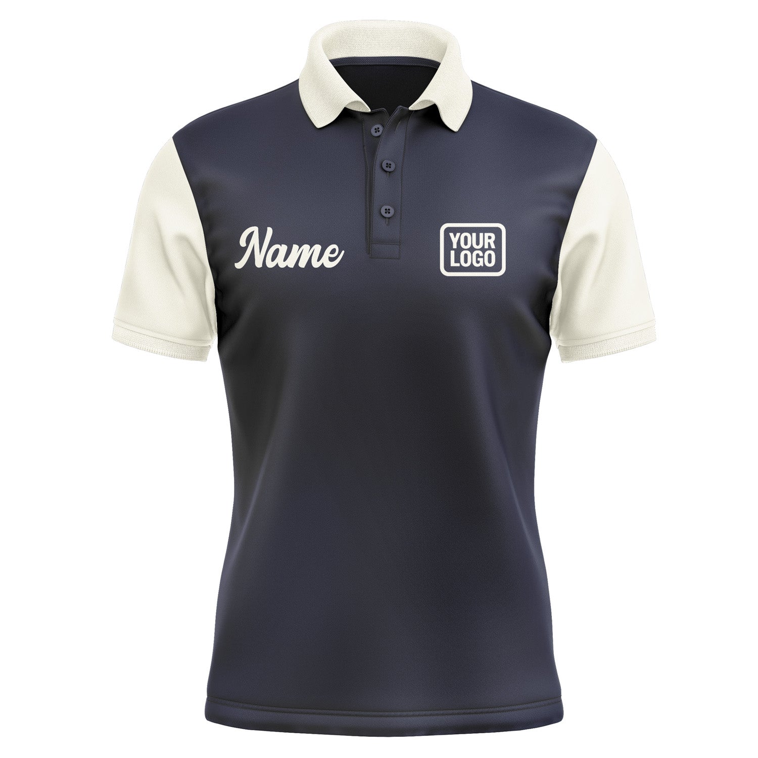 Custom Navy Cream Short-Sleeve Polo Shirt PO110303B103