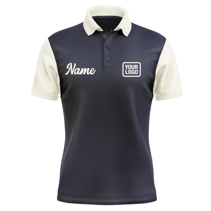 Custom Navy Cream Short-Sleeve Polo Shirt PO110303B103