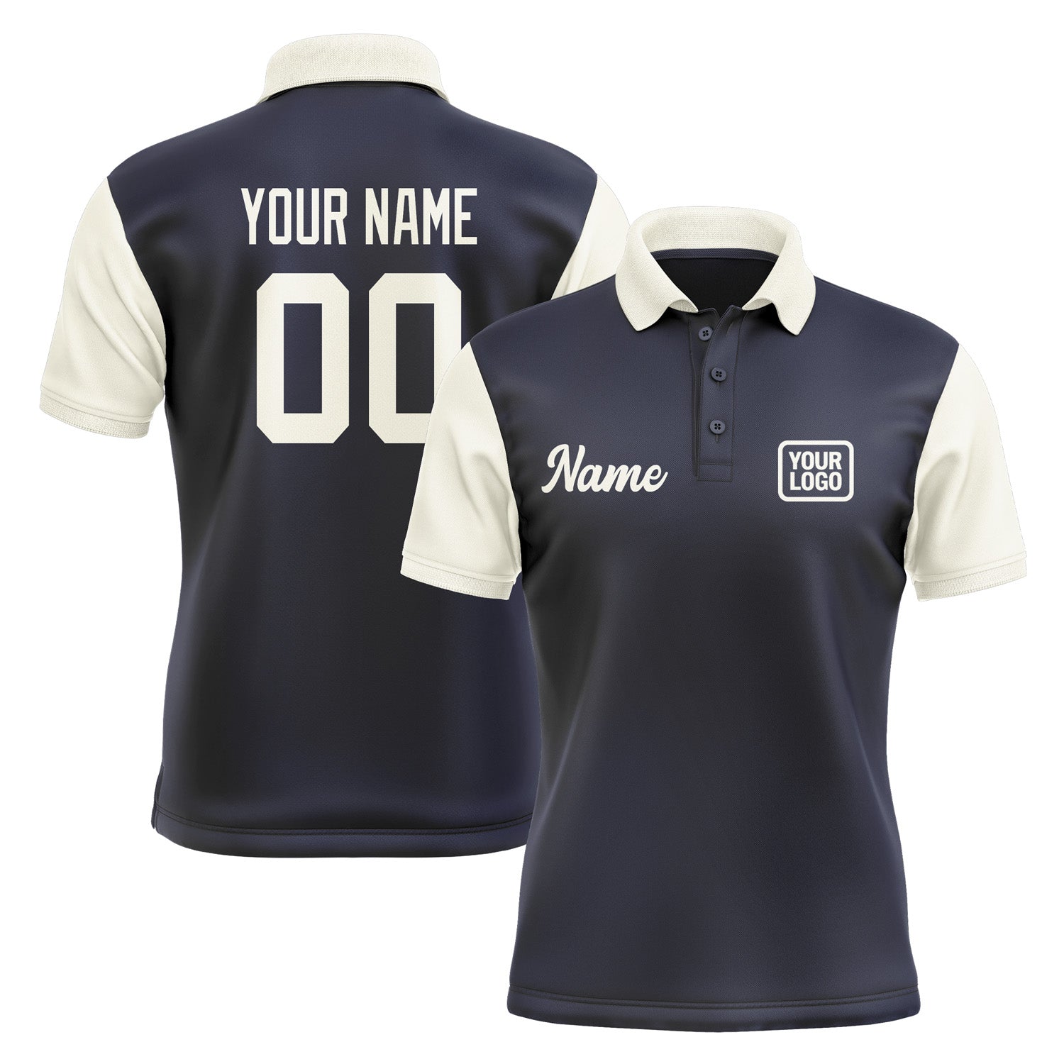 Custom Navy Cream Short-Sleeve Polo Shirt PO110303B103