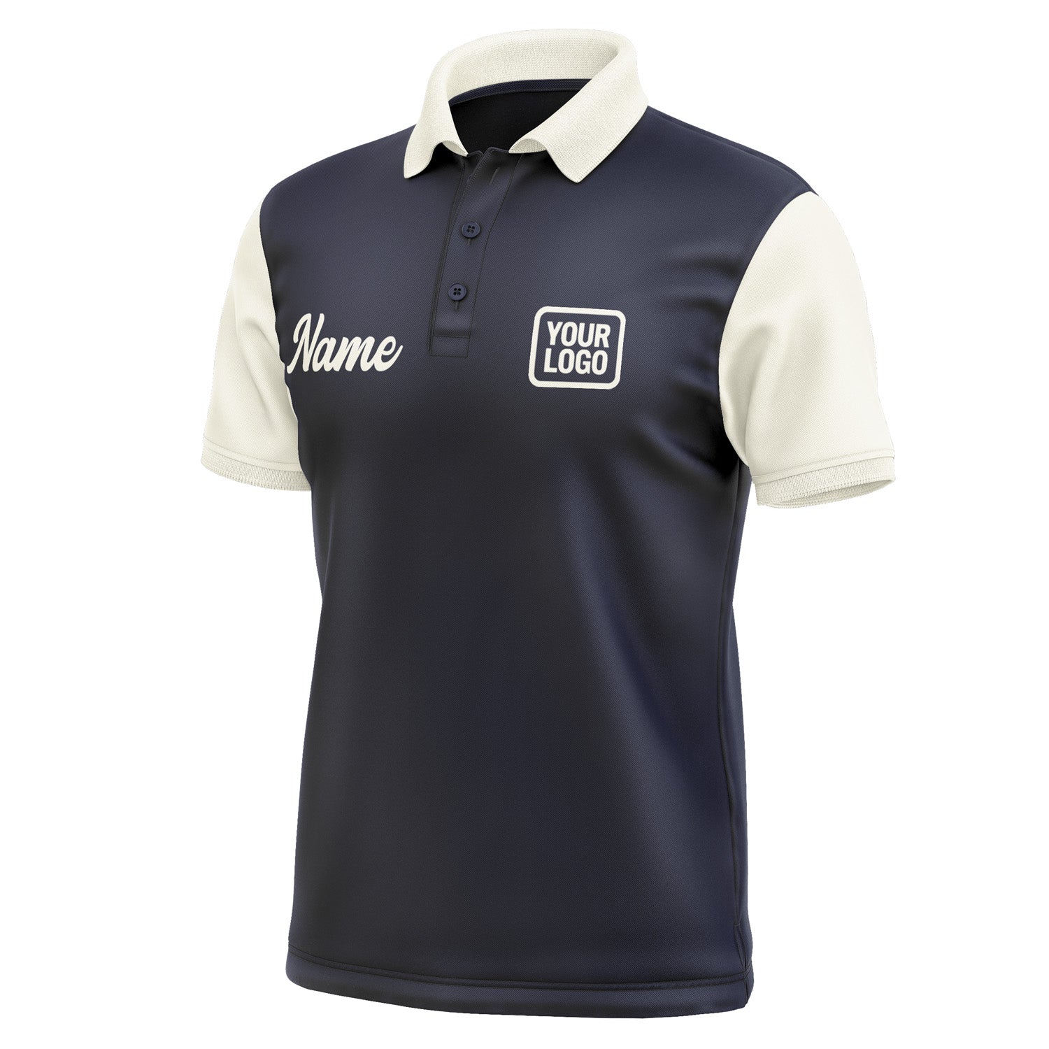 Custom Navy Cream Short-Sleeve Polo Shirt PO110303B103