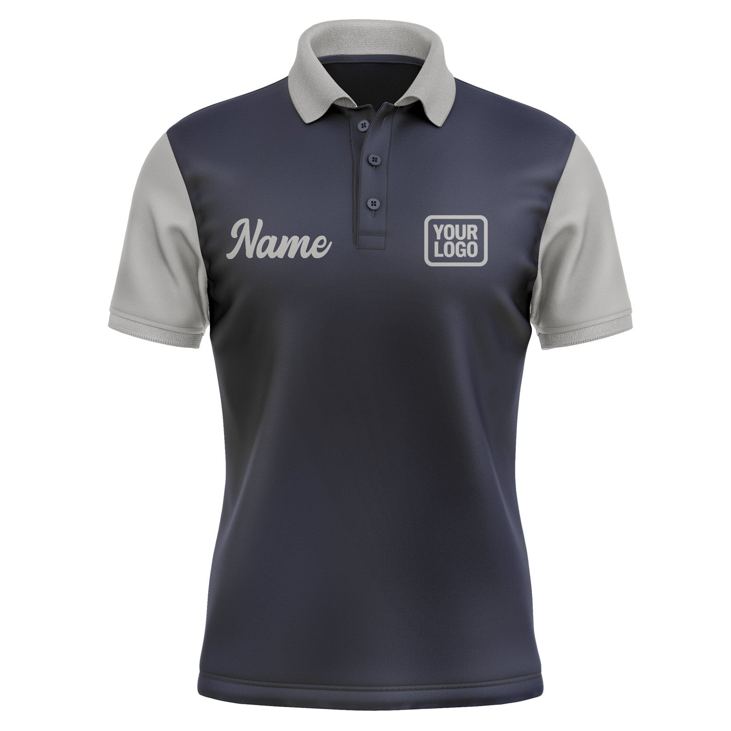 Custom Navy Gray Short-Sleeve Polo Shirt PO110404B104
