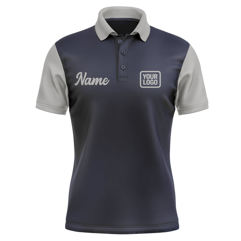 Custom Navy Gray Short-Sleeve Polo Shirt PO110404B104
